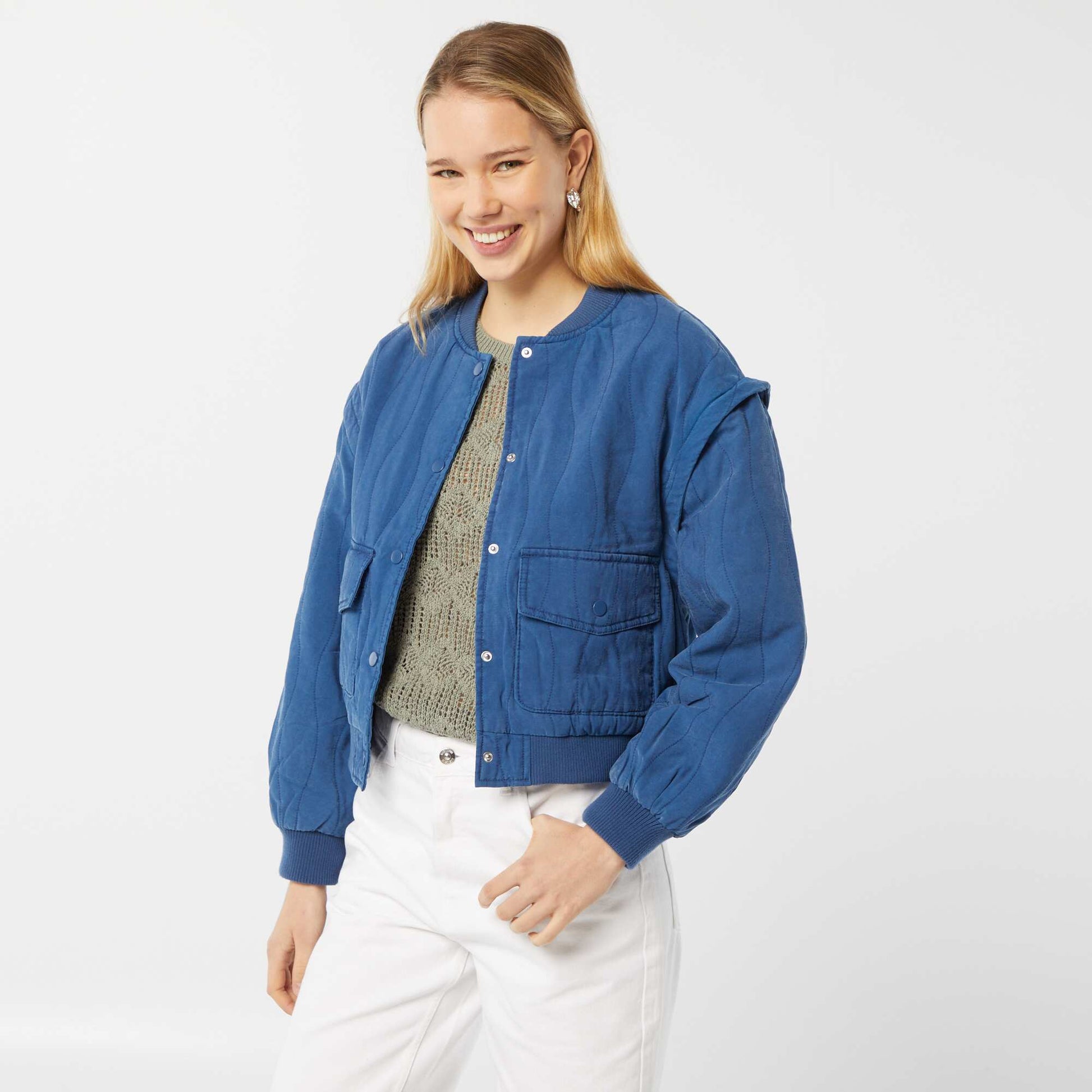 Veste matelassée 2 en 1 avec manches amovibles BLEU