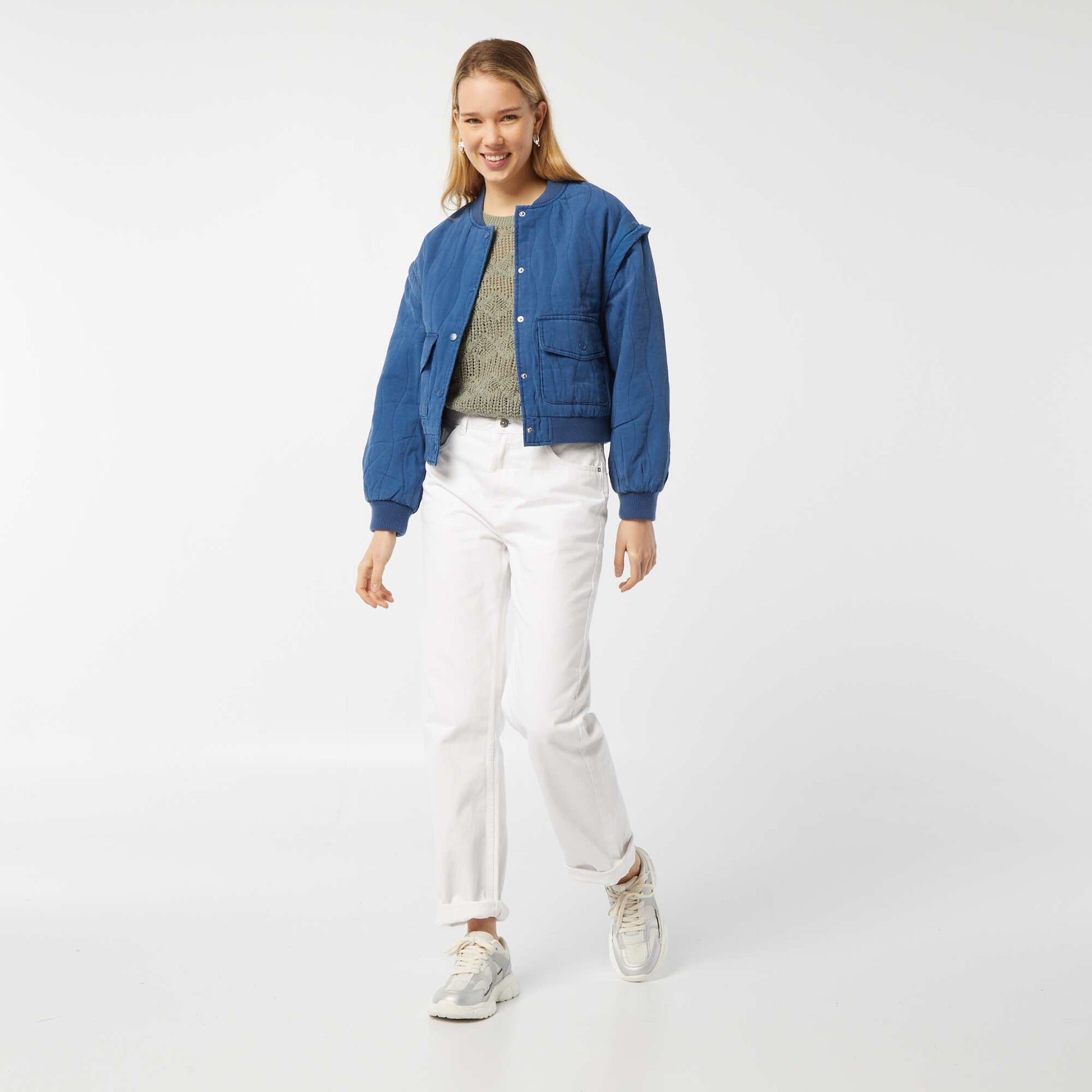 Veste matelassée 2 en 1 avec manches amovibles BLEU