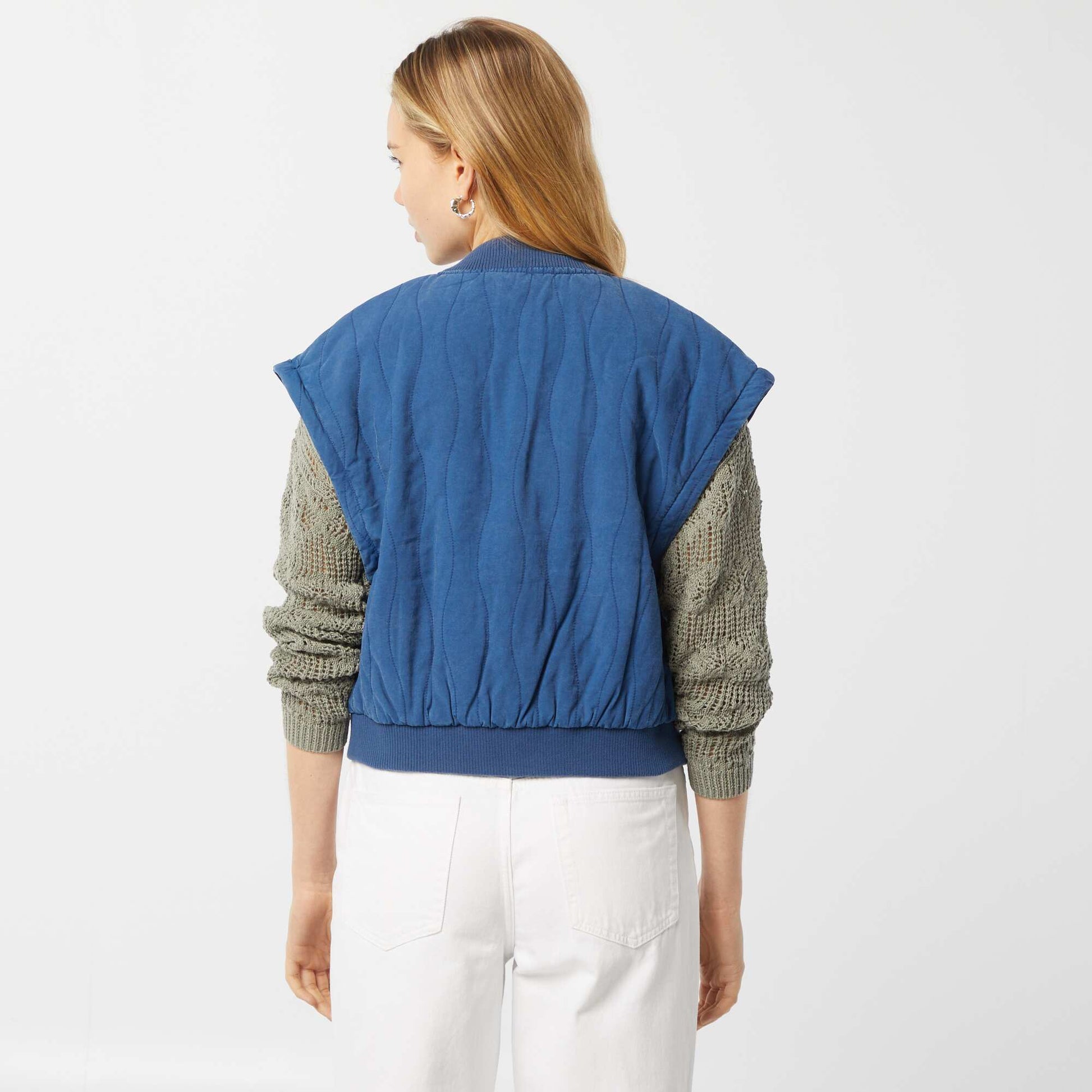 Veste matelassée 2 en 1 avec manches amovibles BLEU