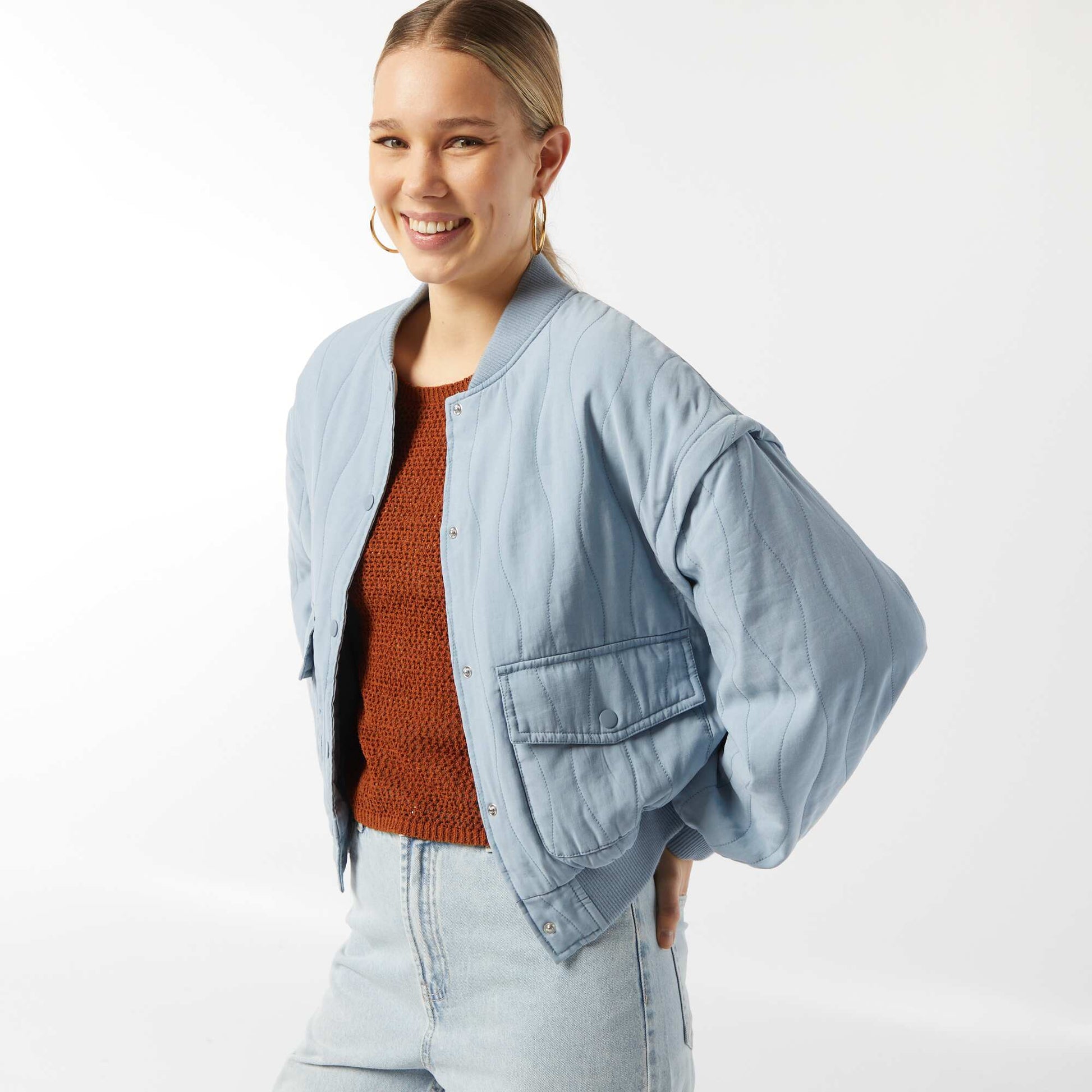 Veste matelassée 2 en 1 avec manches amovibles BLEU
