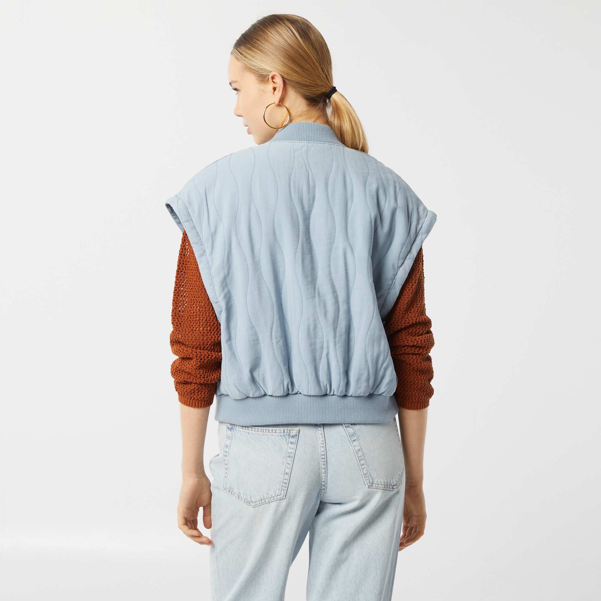 Veste matelassée 2 en 1 avec manches amovibles BLEU