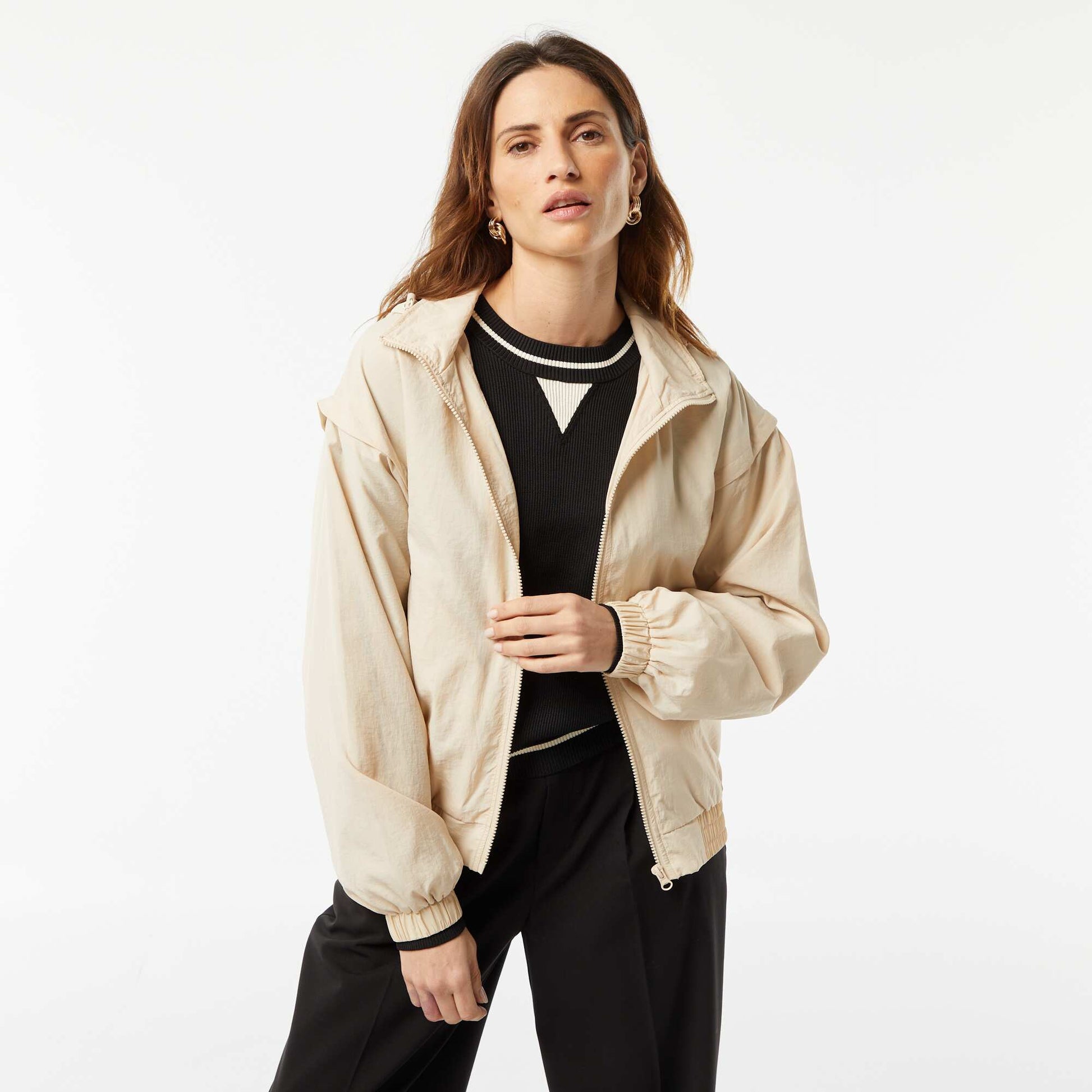 Coupe-vent à capuche BEIGE