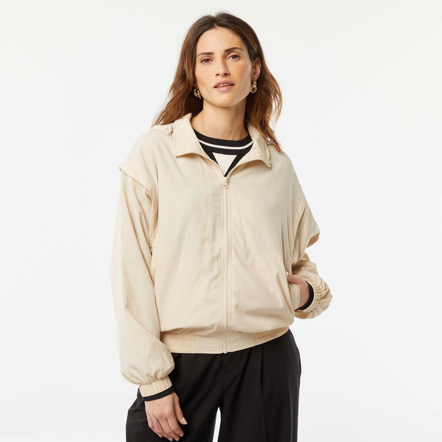 Coupe-vent à capuche BEIGE