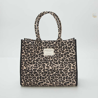 Sac cabas imprimé 'léopard' MARRON