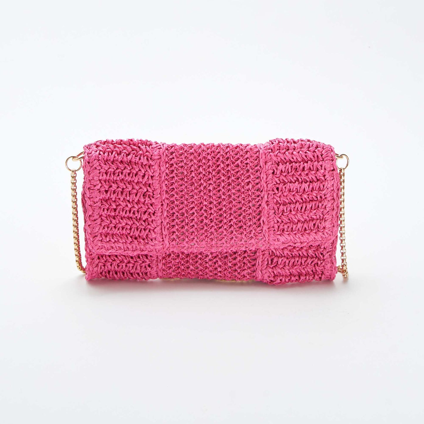 Pochette en raphia avec bandoulière ROSE