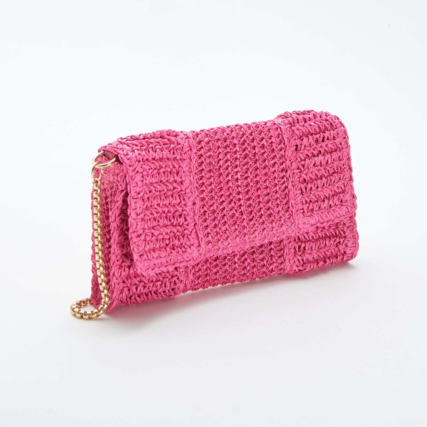 Pochette en raphia avec bandoulière ROSE