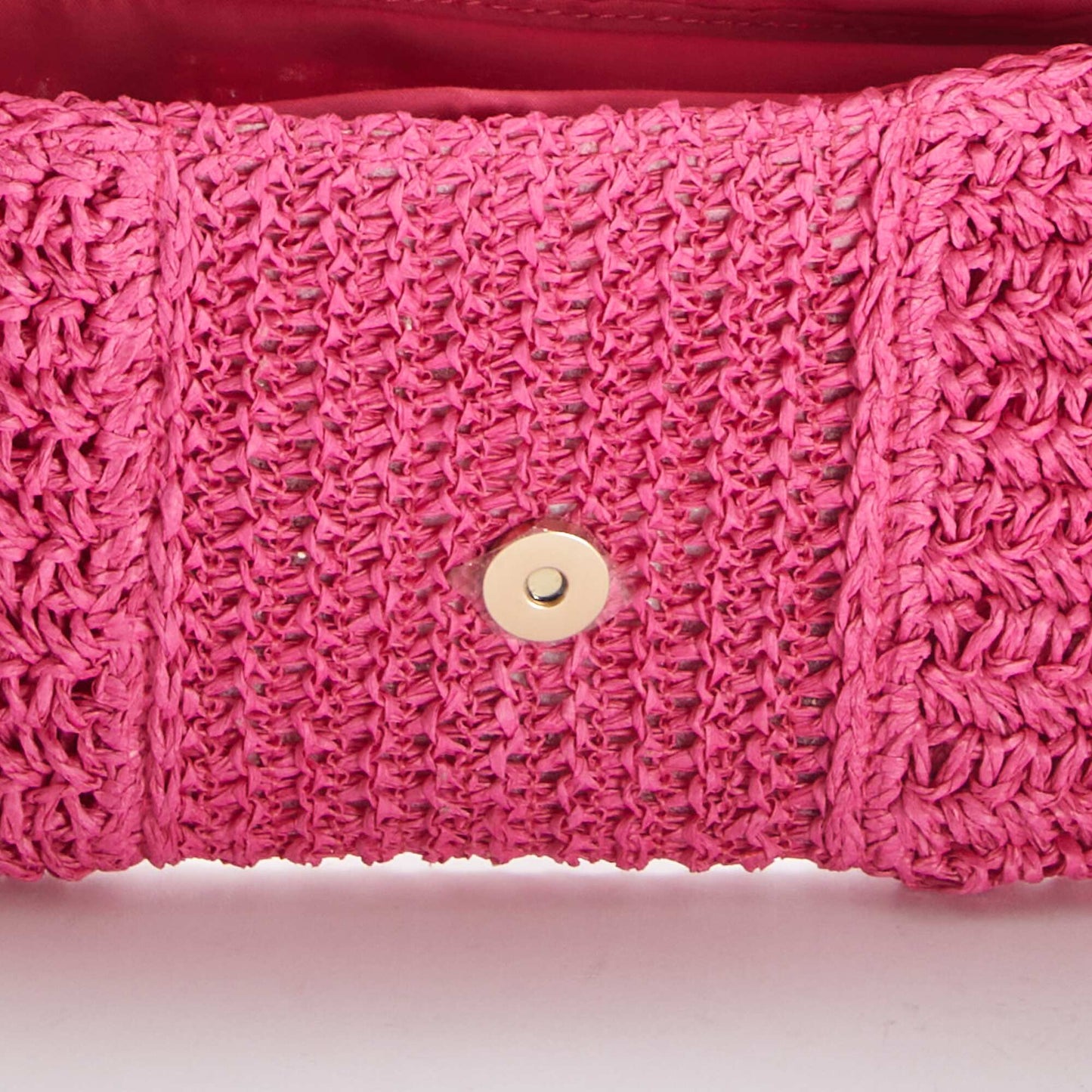 Pochette en raphia avec bandoulière ROSE