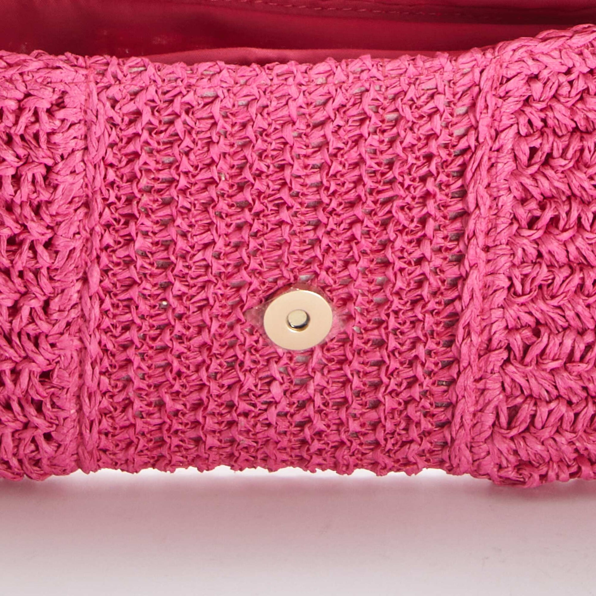 Pochette en raphia avec bandoulière ROSE