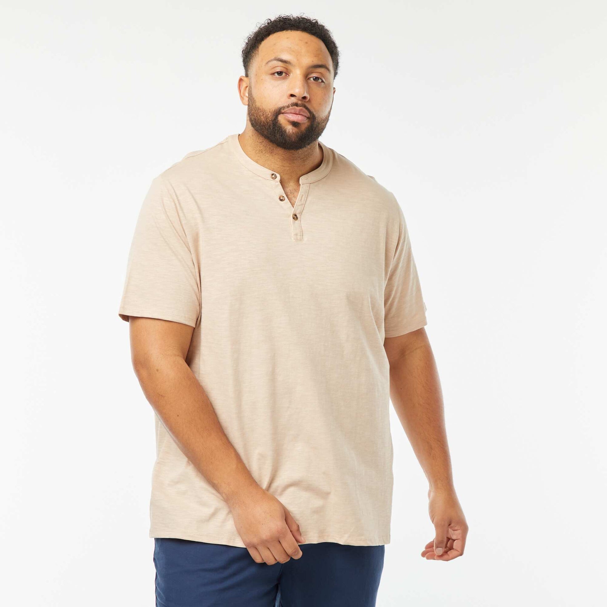 T-shirt à col tunisien BEIGE