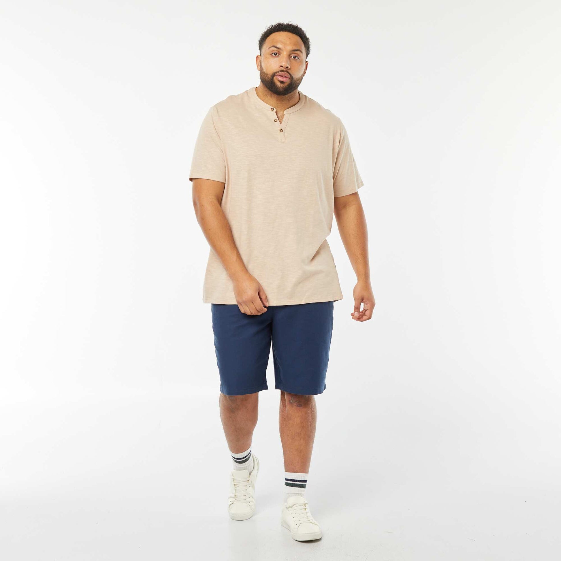 T-shirt à col tunisien BEIGE