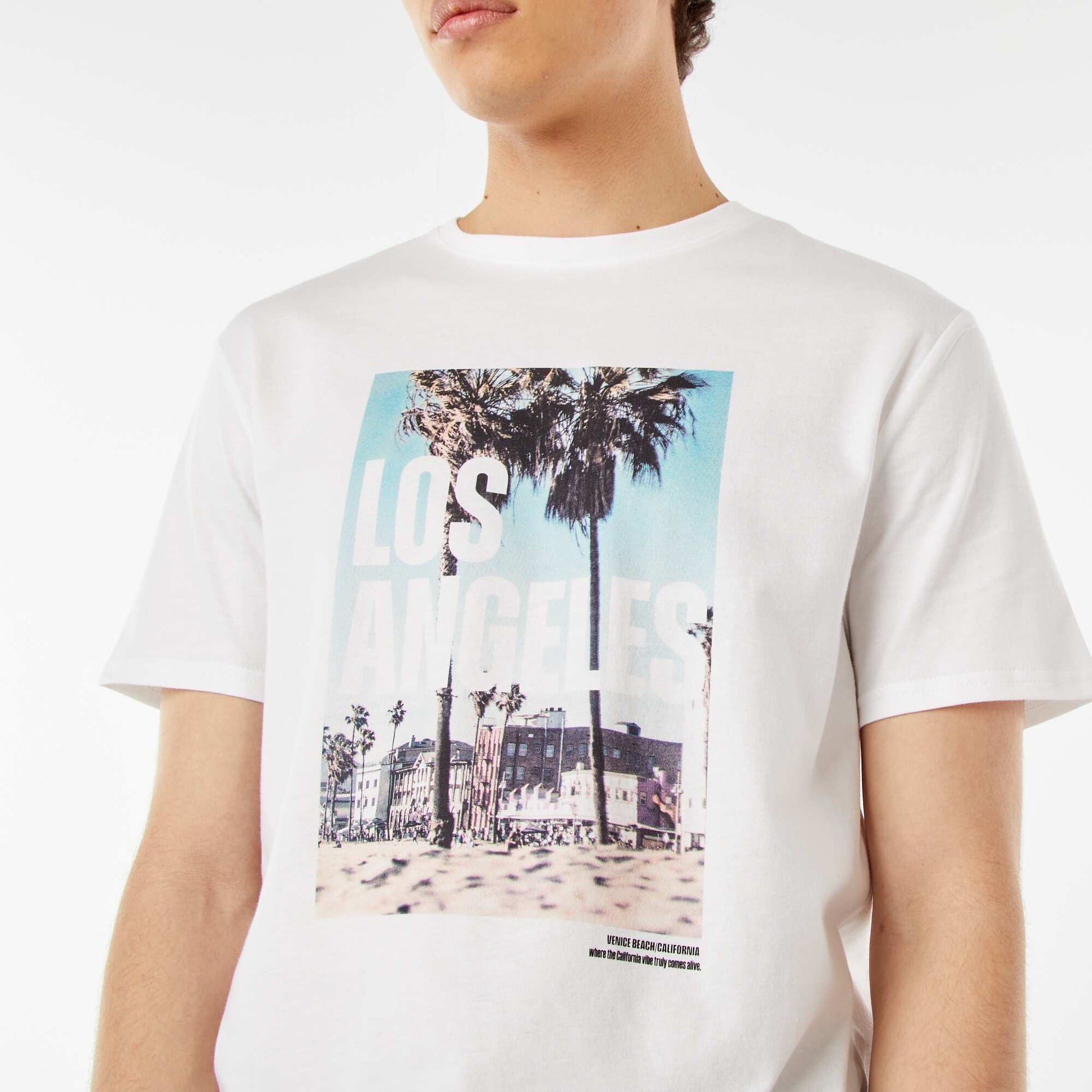 Tee-shirt imprimé à messages BLANC