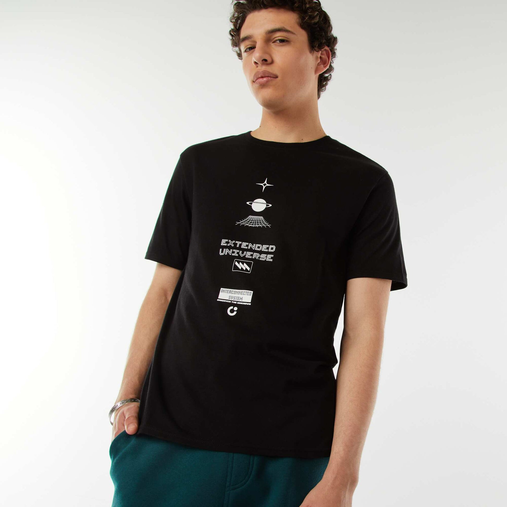 Tee-shirt imprimé à messages NOIR