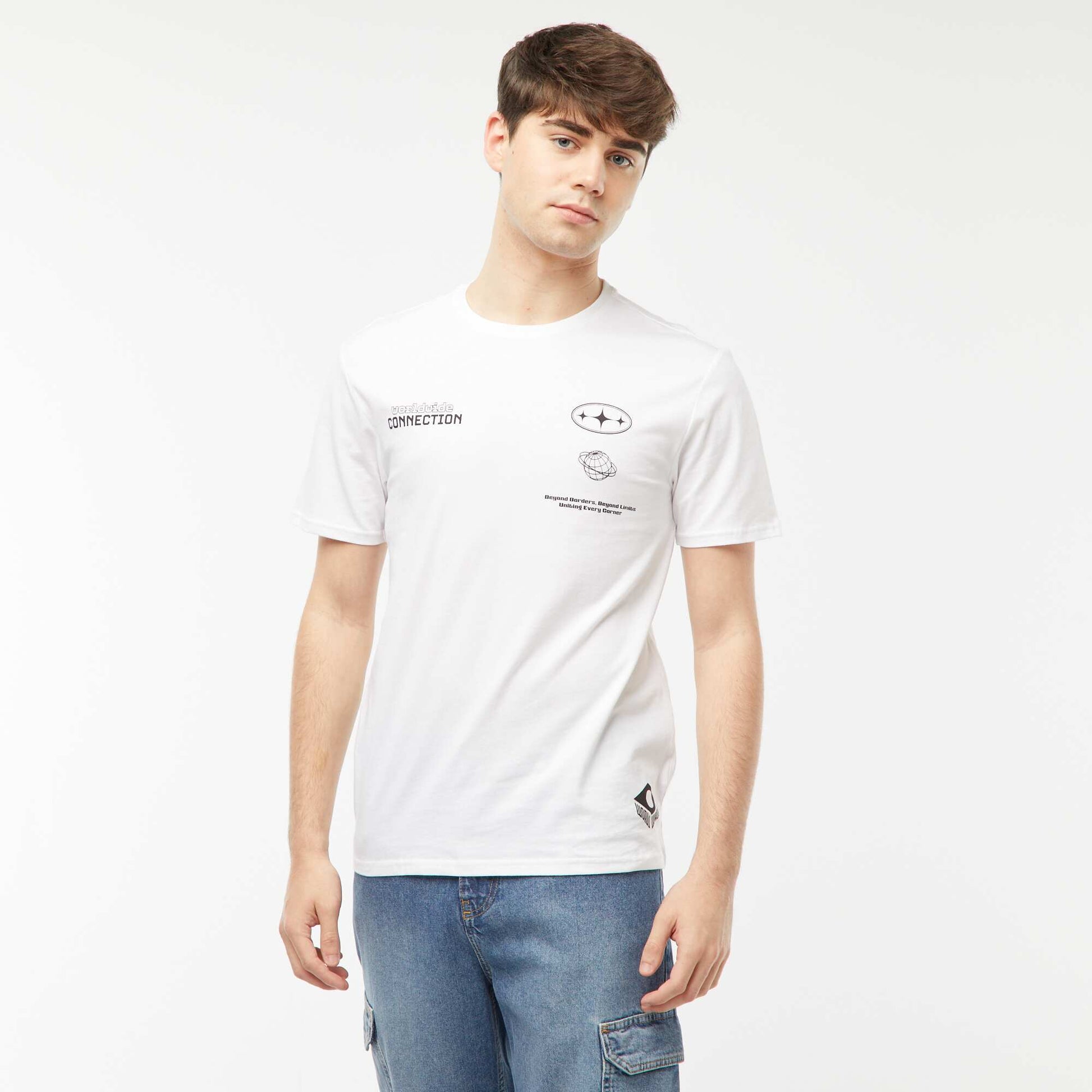 Tee-shirt imprimé à messages BLANC