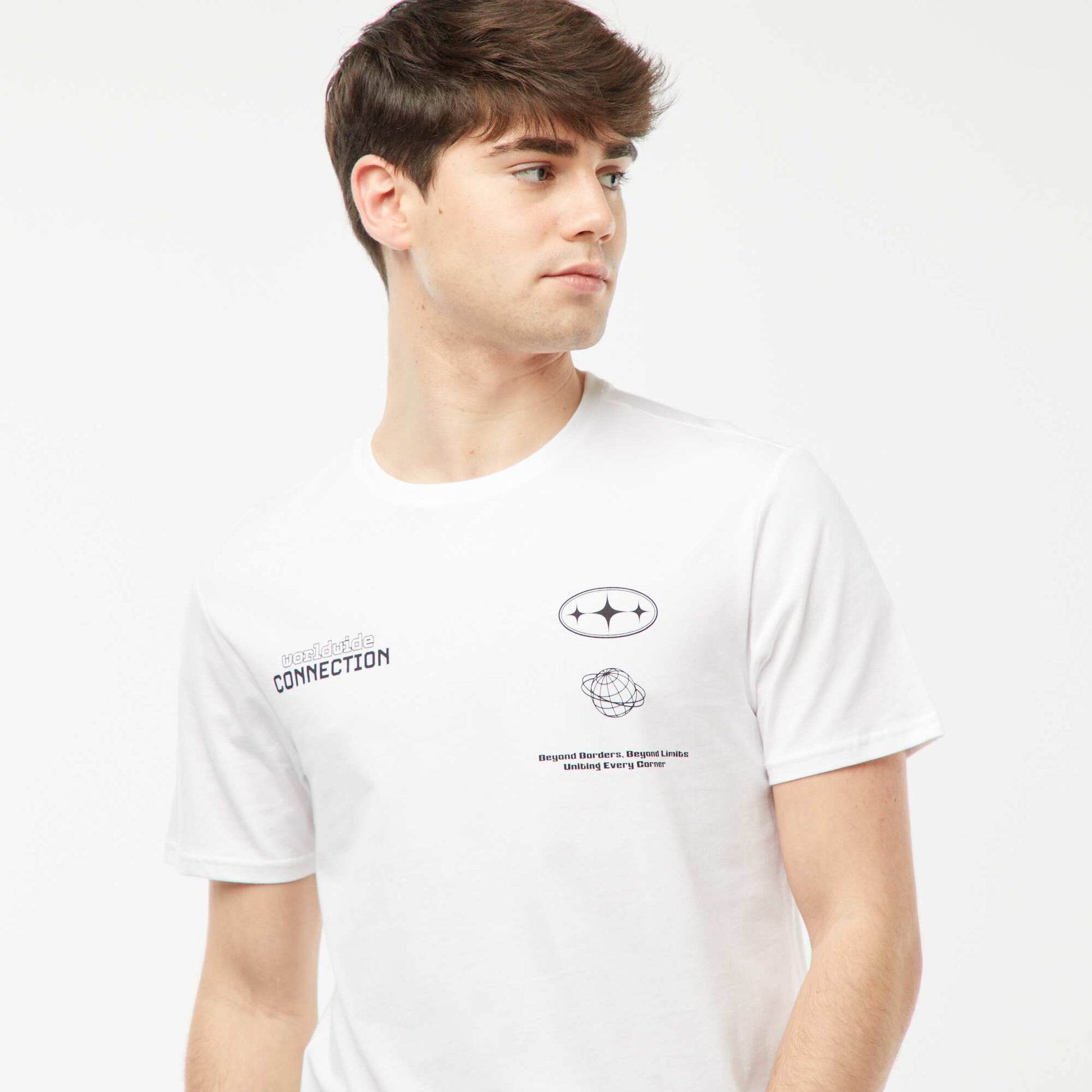 Tee-shirt imprimé à messages BLANC