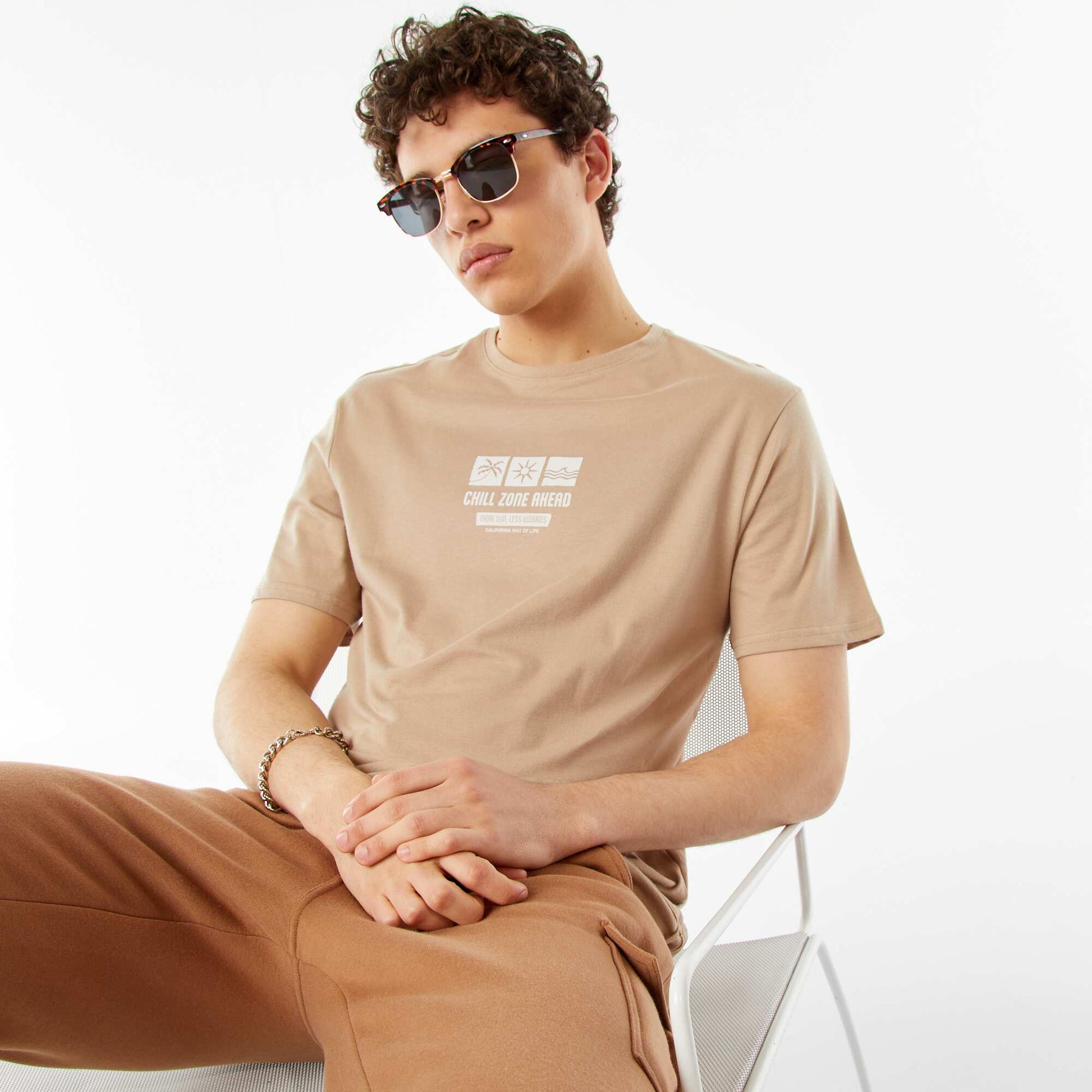 Tee-shirt imprimé à messages BLANC