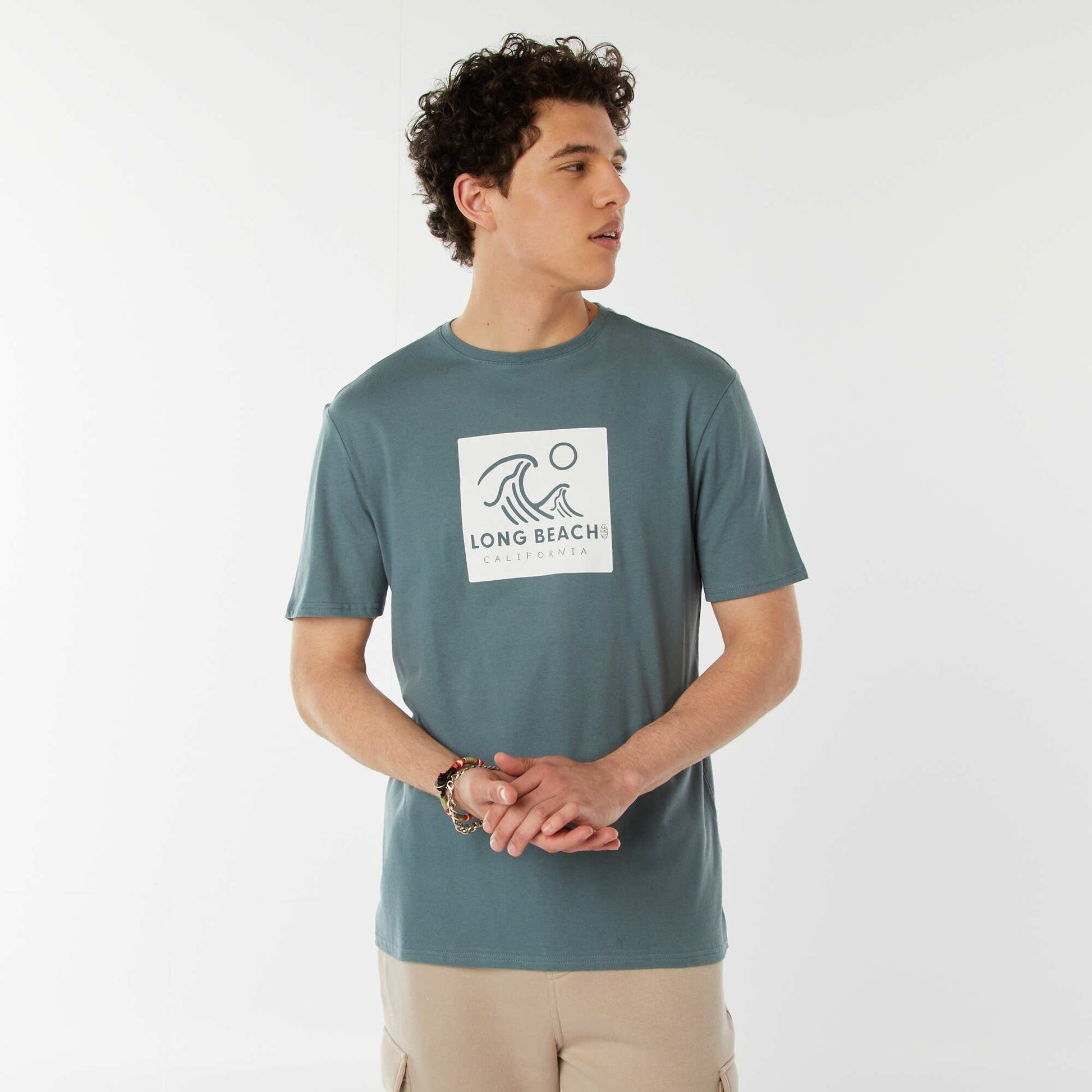 Tee-shirt imprimé à messages BLEU