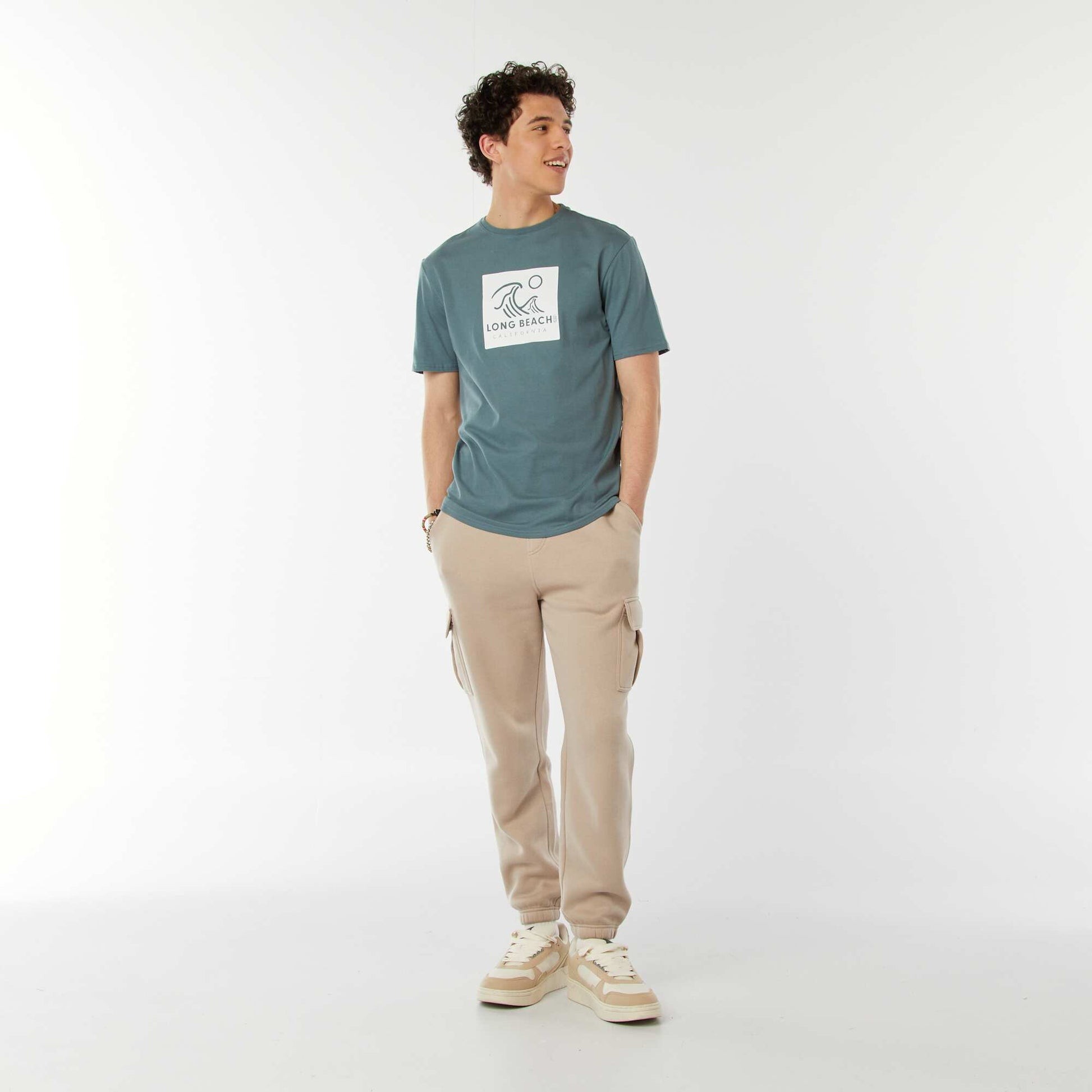 Tee-shirt imprimé à messages BLEU