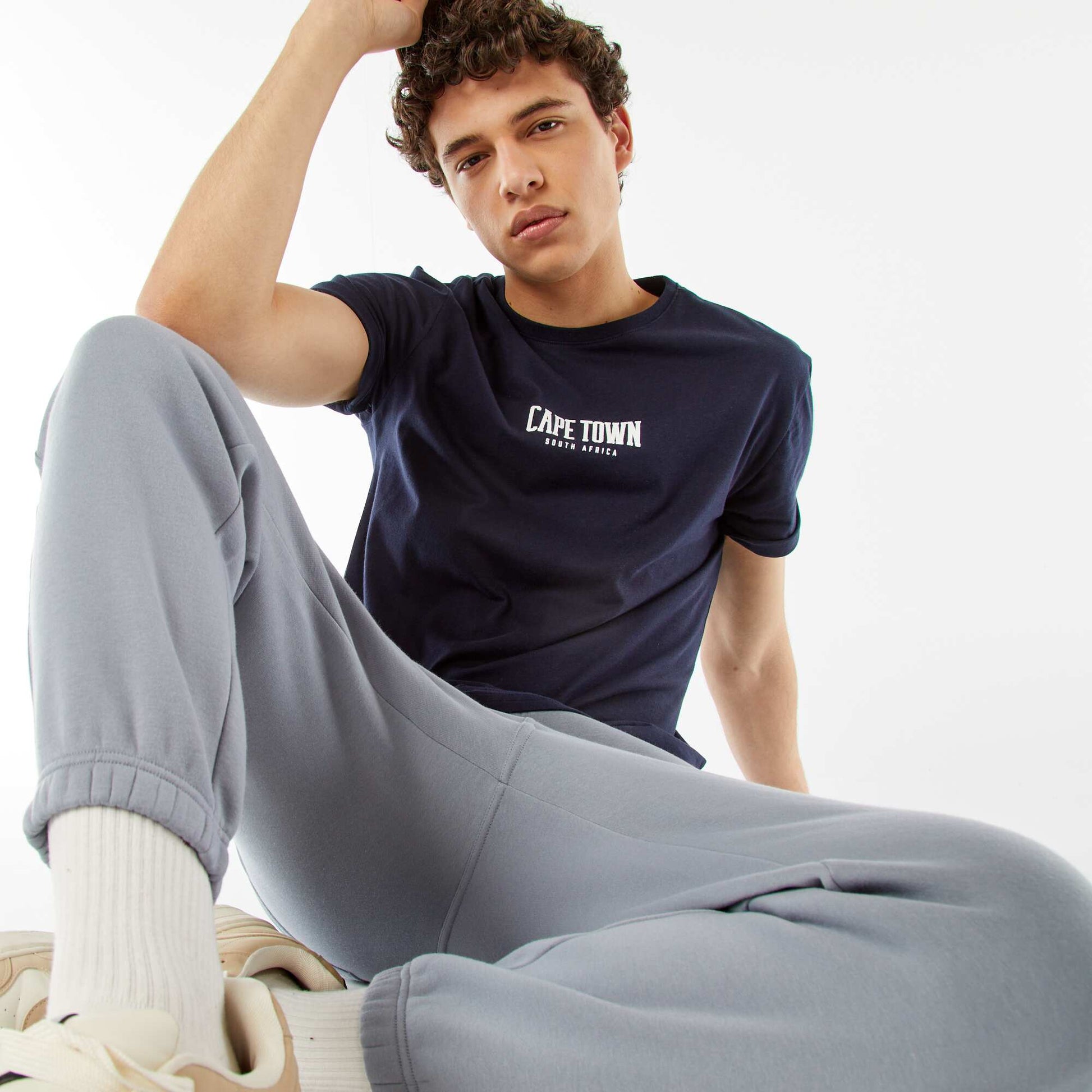 Tee-shirt imprimé à messages BLEU