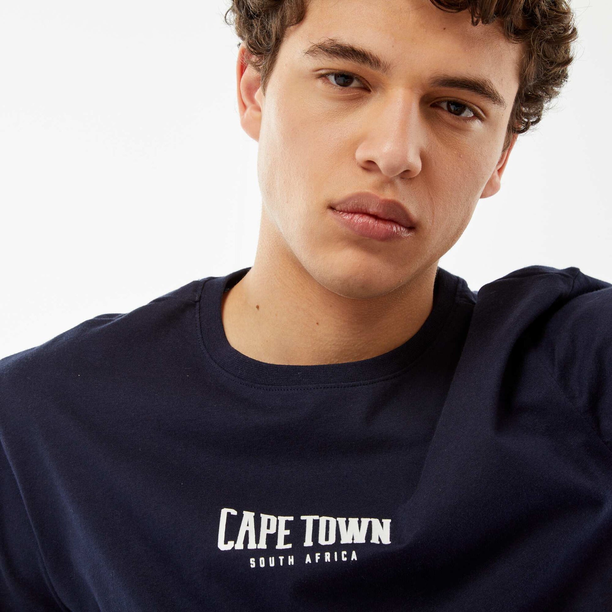 Tee-shirt imprimé à messages BLEU