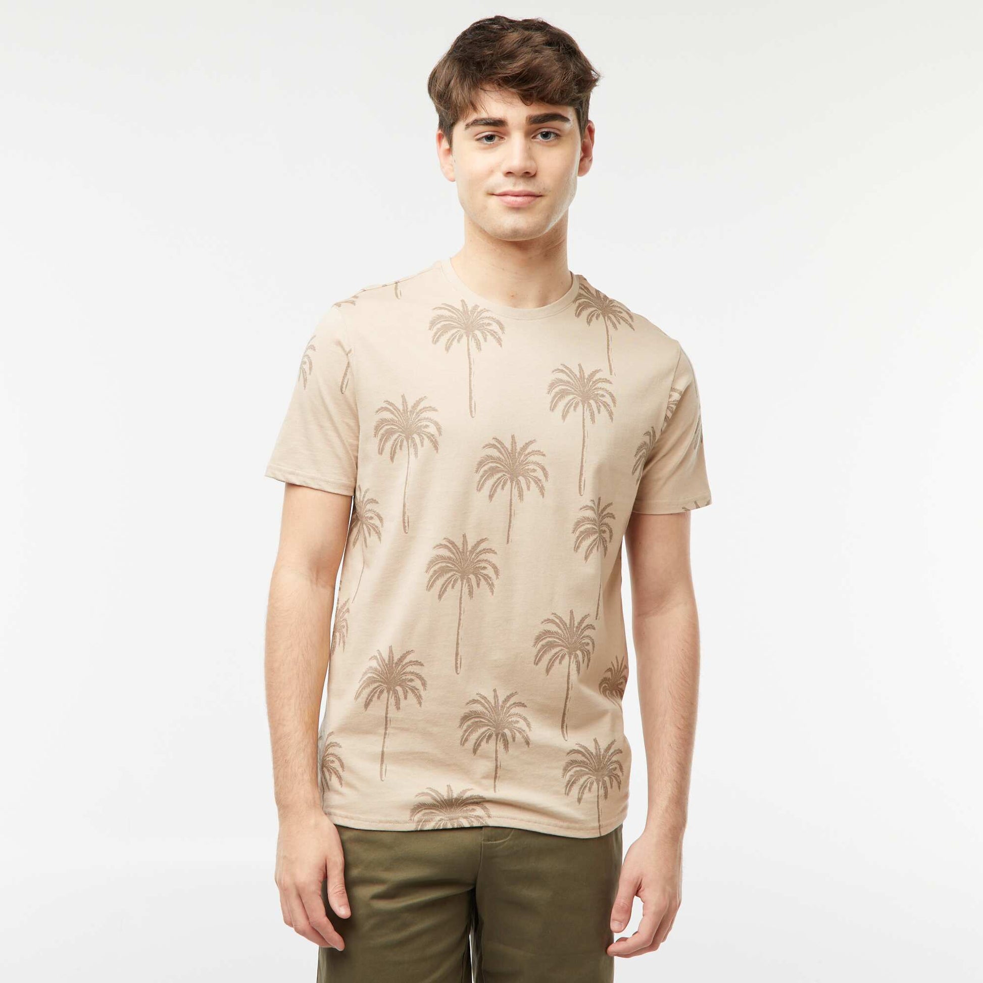 Tee-shirt imprimé palmiers BEIGE