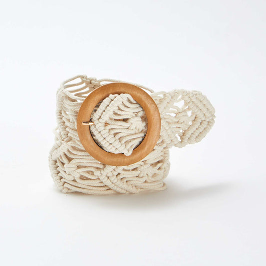 Ceinture en macramé ajouré BLANC