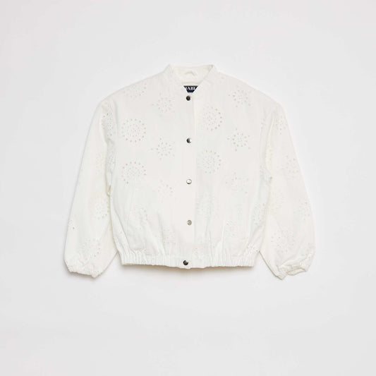 Veste légère avec broderie anglaise BLANC