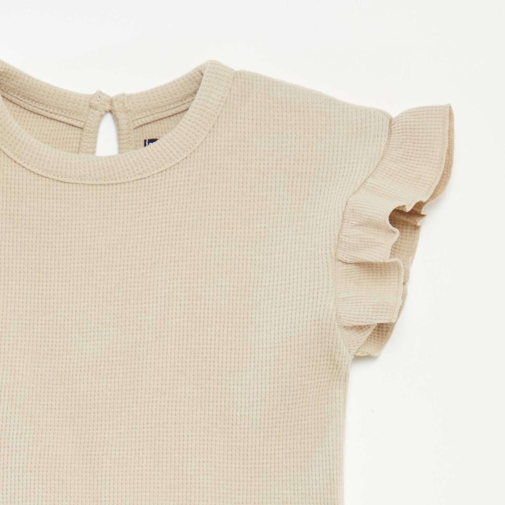 Ensemble t-shirt + short + bob en maille gaufrée - 3 pièces BEIGE