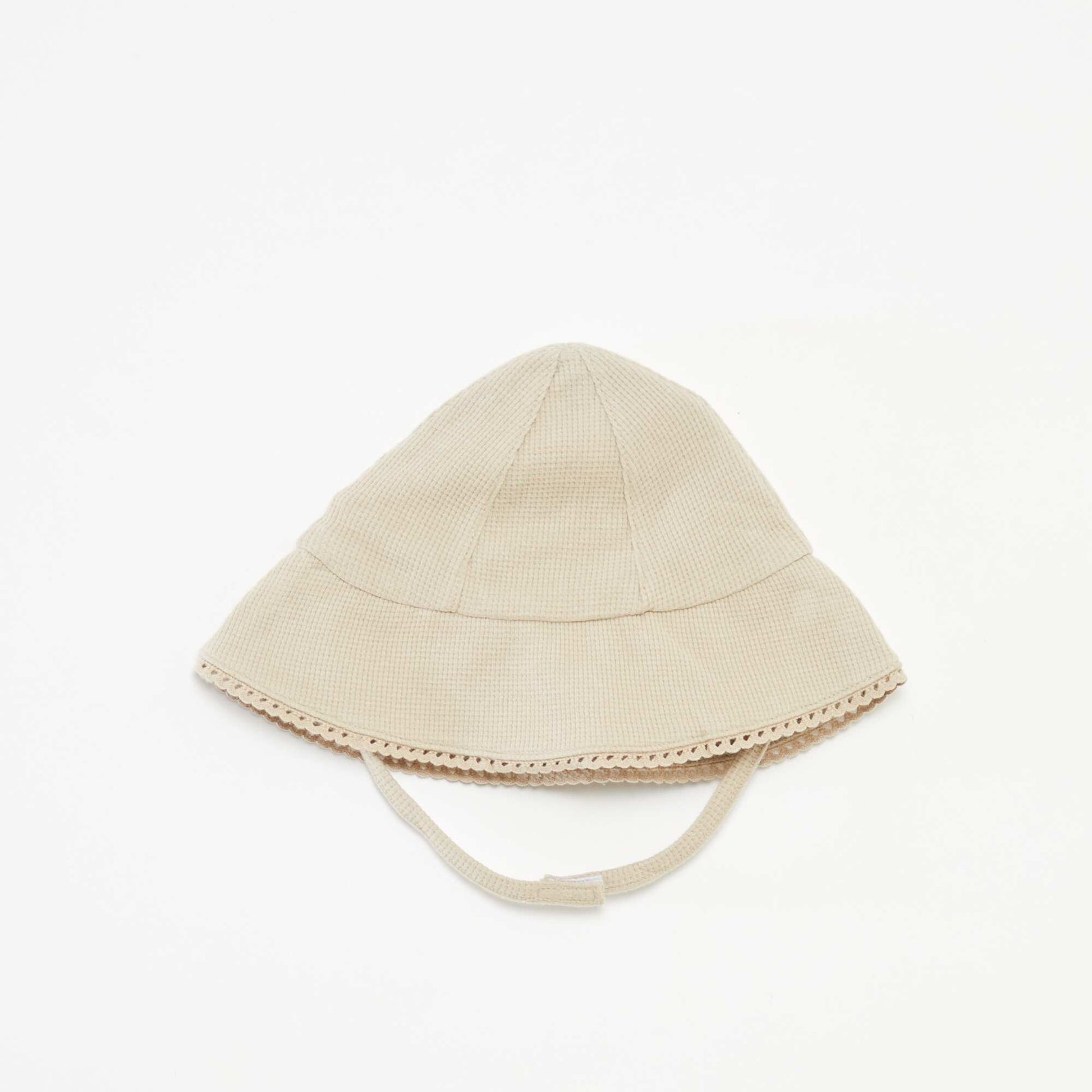 Ensemble t-shirt + short + bob en maille gaufrée - 3 pièces BEIGE
