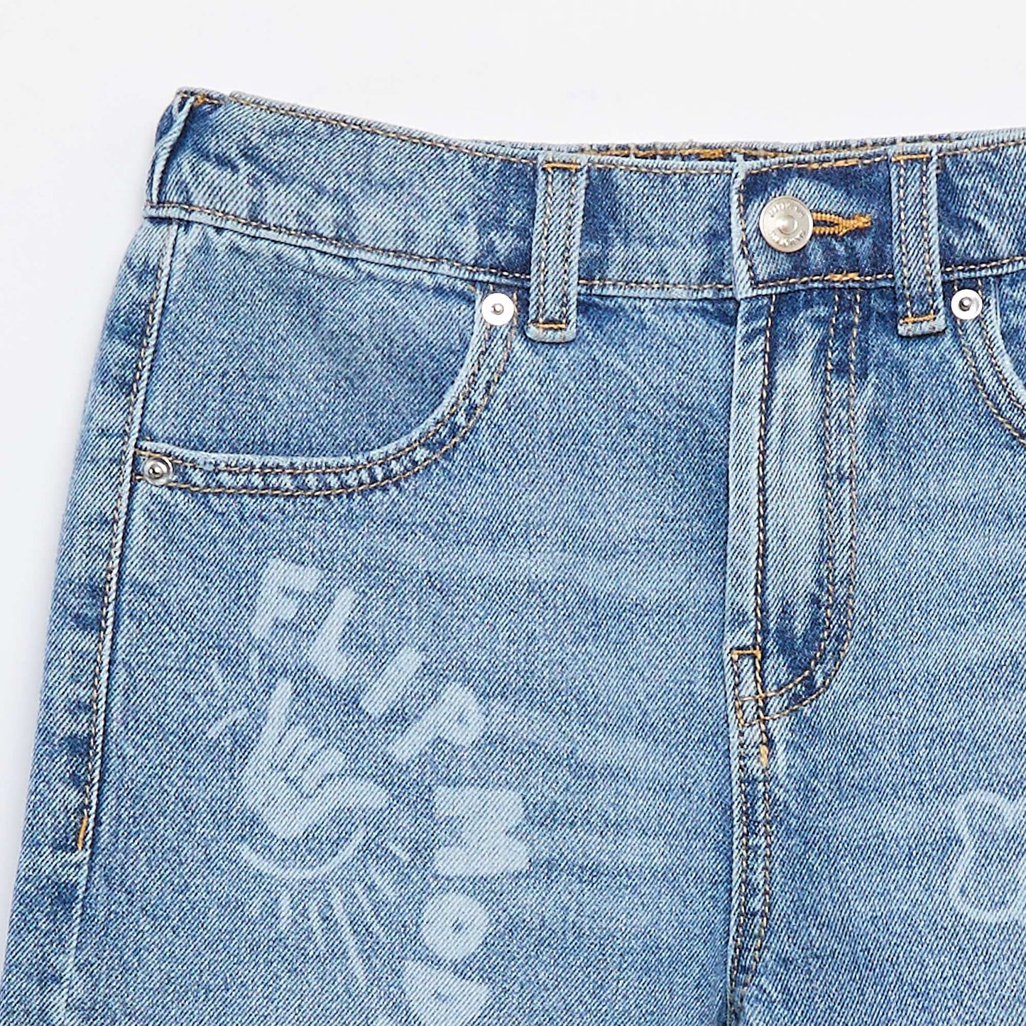 Bermuda en denim imprimé 'skaters' DOUBLE STONE