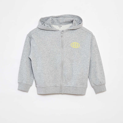 Sweat zippé à capuche forme loose GRIS