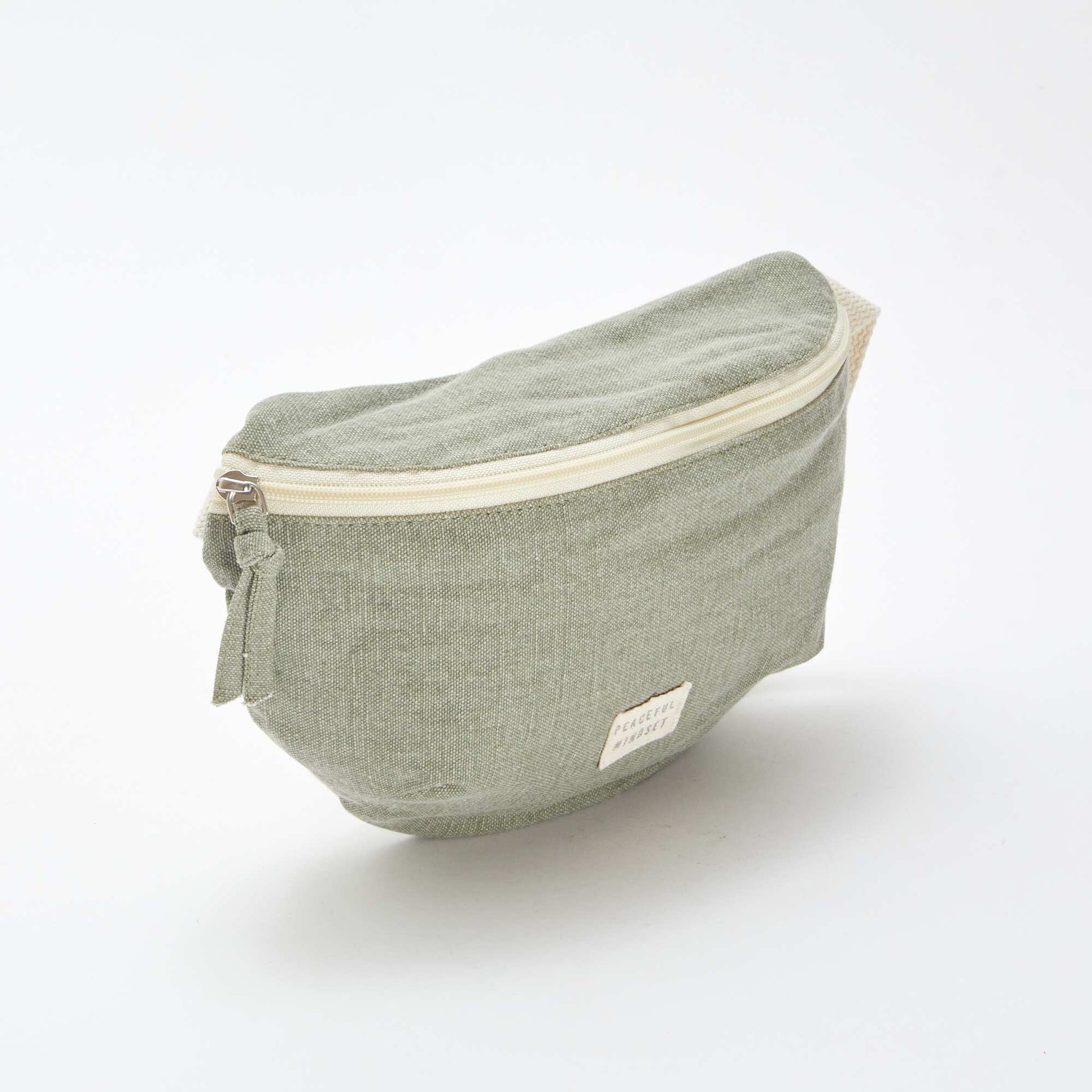 Grand sac banane avec étiquette tissée KAKI