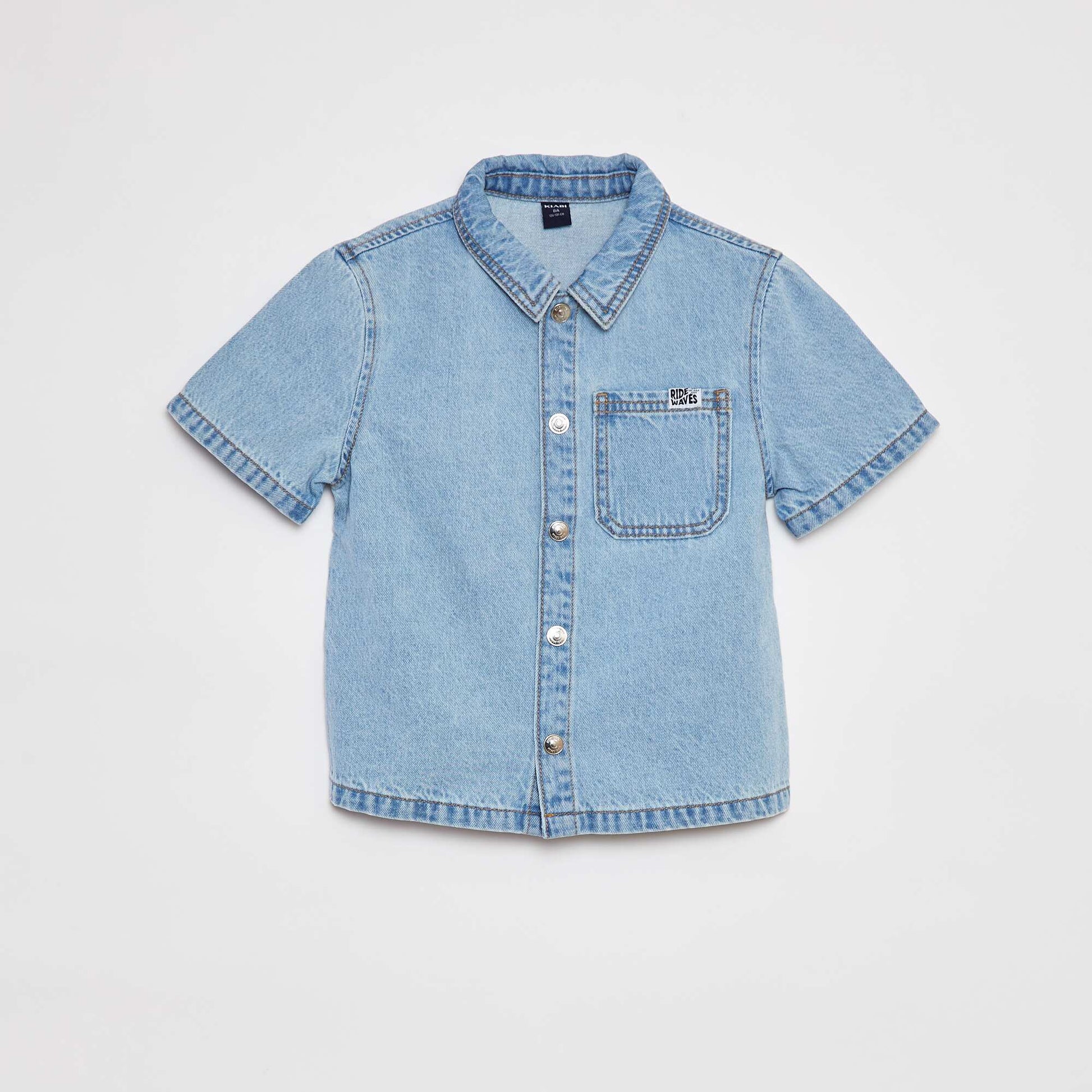 Chemise en denim à manches courtes BLEU