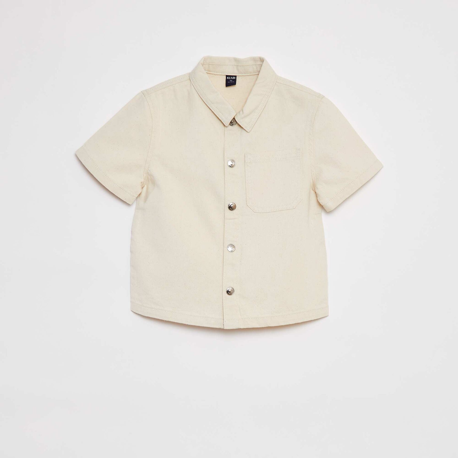 Chemise en denim à manches courtes BLANC