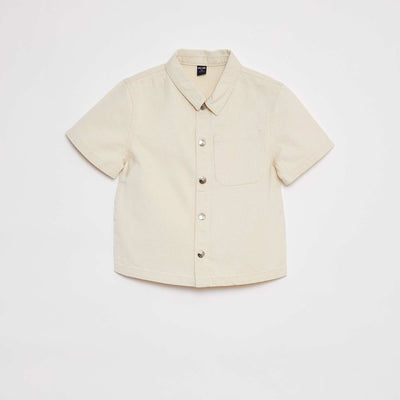 Chemise en denim à manches courtes BLANC