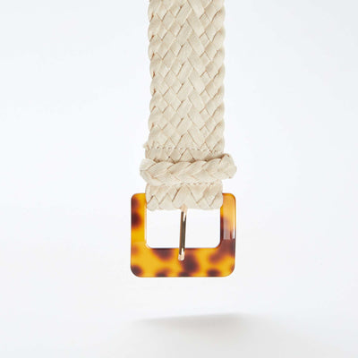 Ceinture tressée avec boucle écaille BEIGE