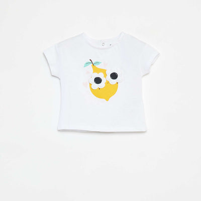 T-shirt à manches courtes avec animation BLANC