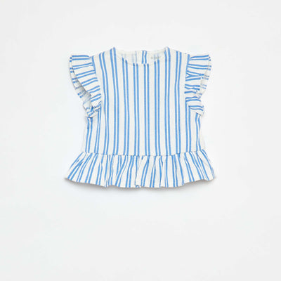 T-shirt à volants avec imprimé BLANC