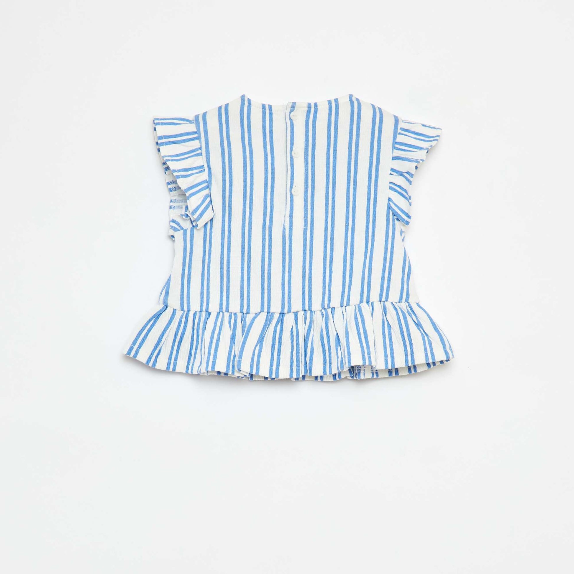 T-shirt à volants avec imprimé BLANC