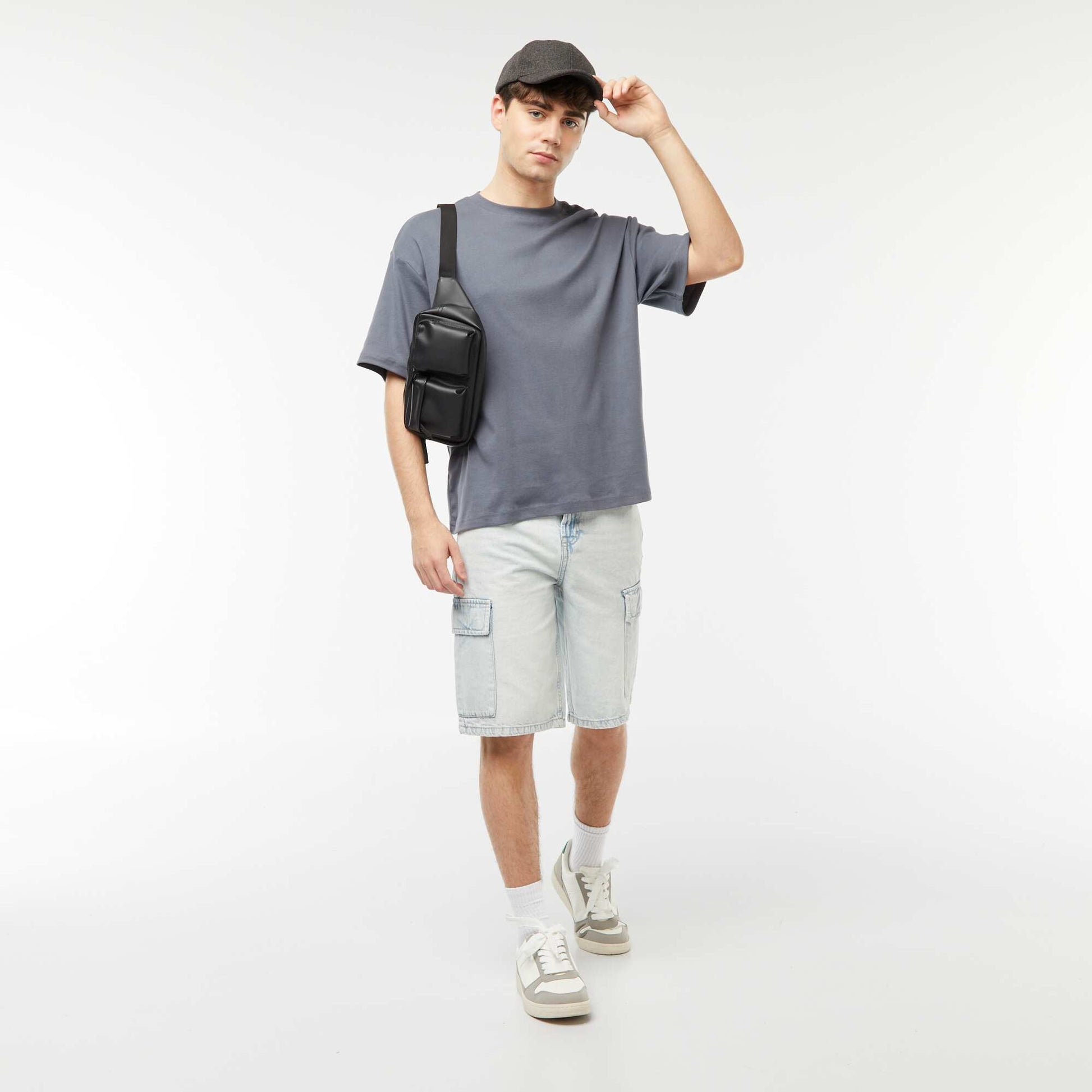 Bermuda en denim multi-poches BLEU