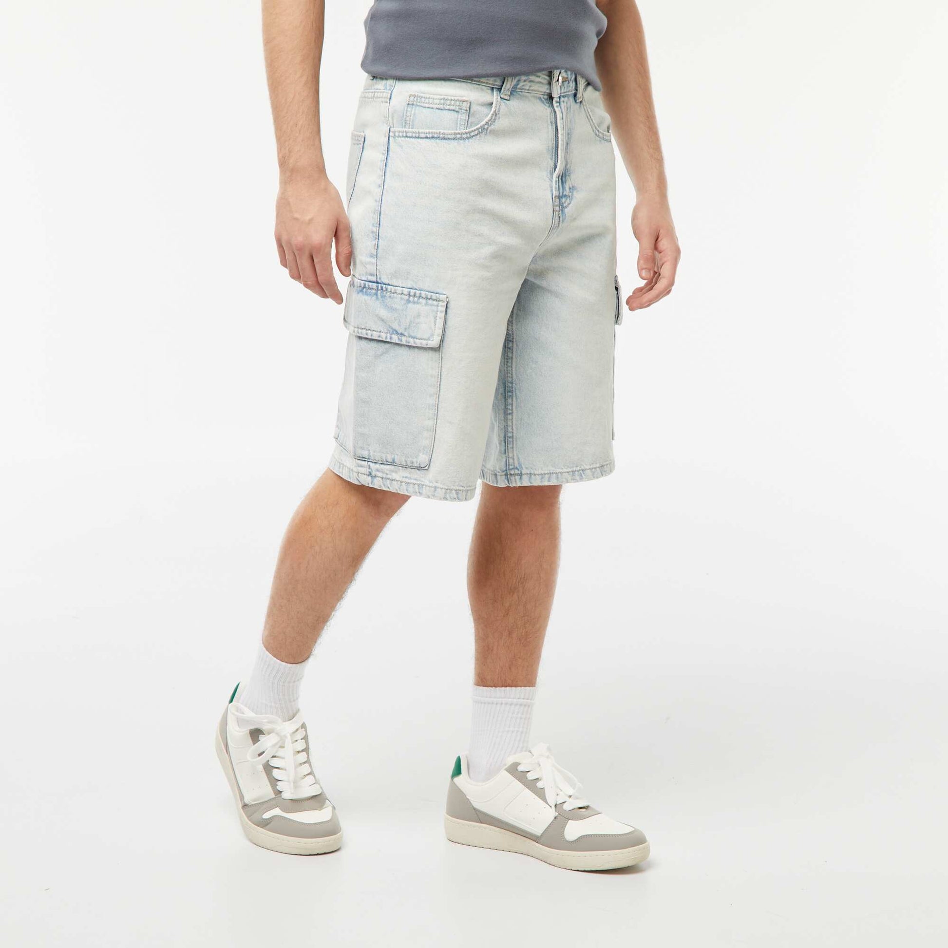 Bermuda en denim multi-poches BLEU