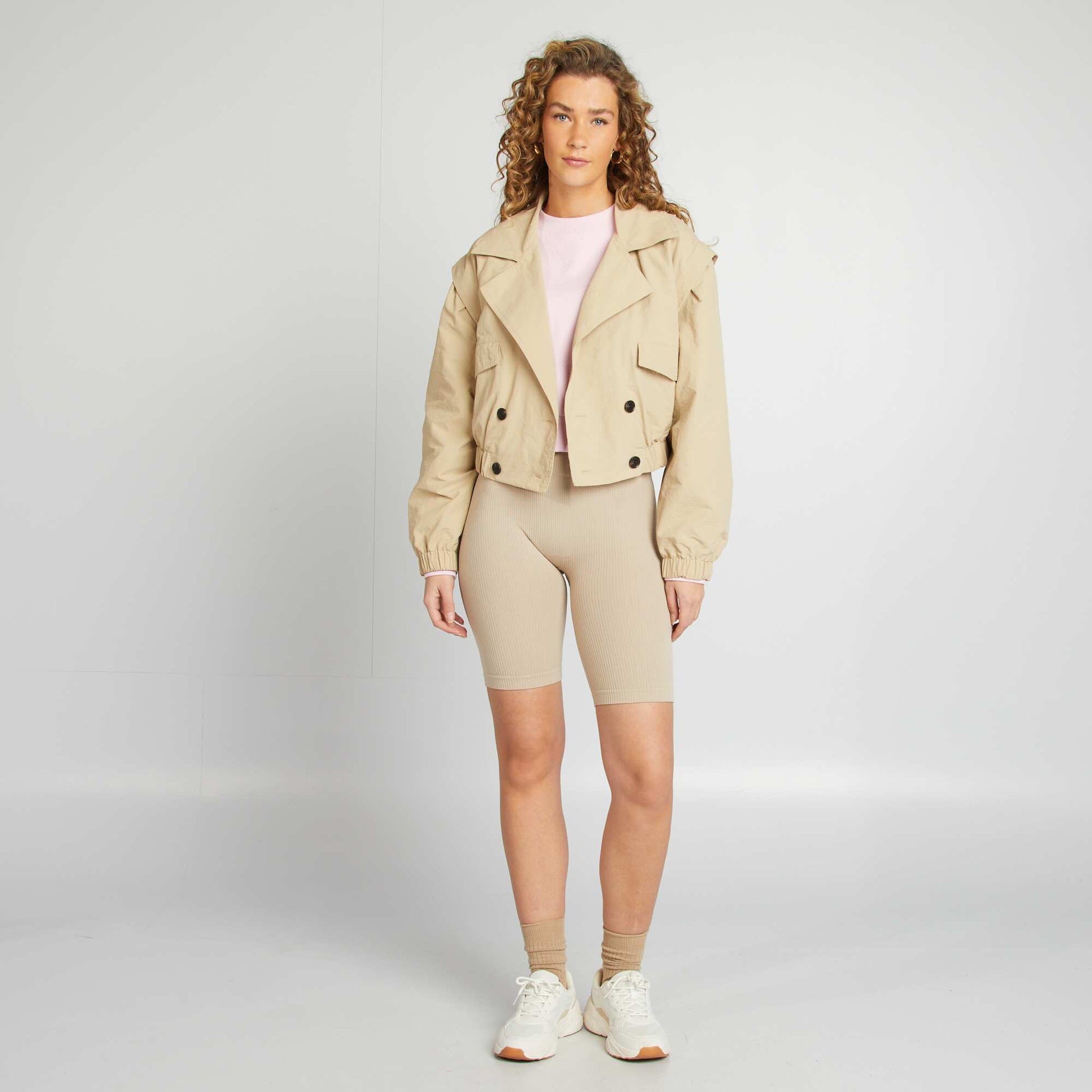 Trench court - coupe cropped BEIGE