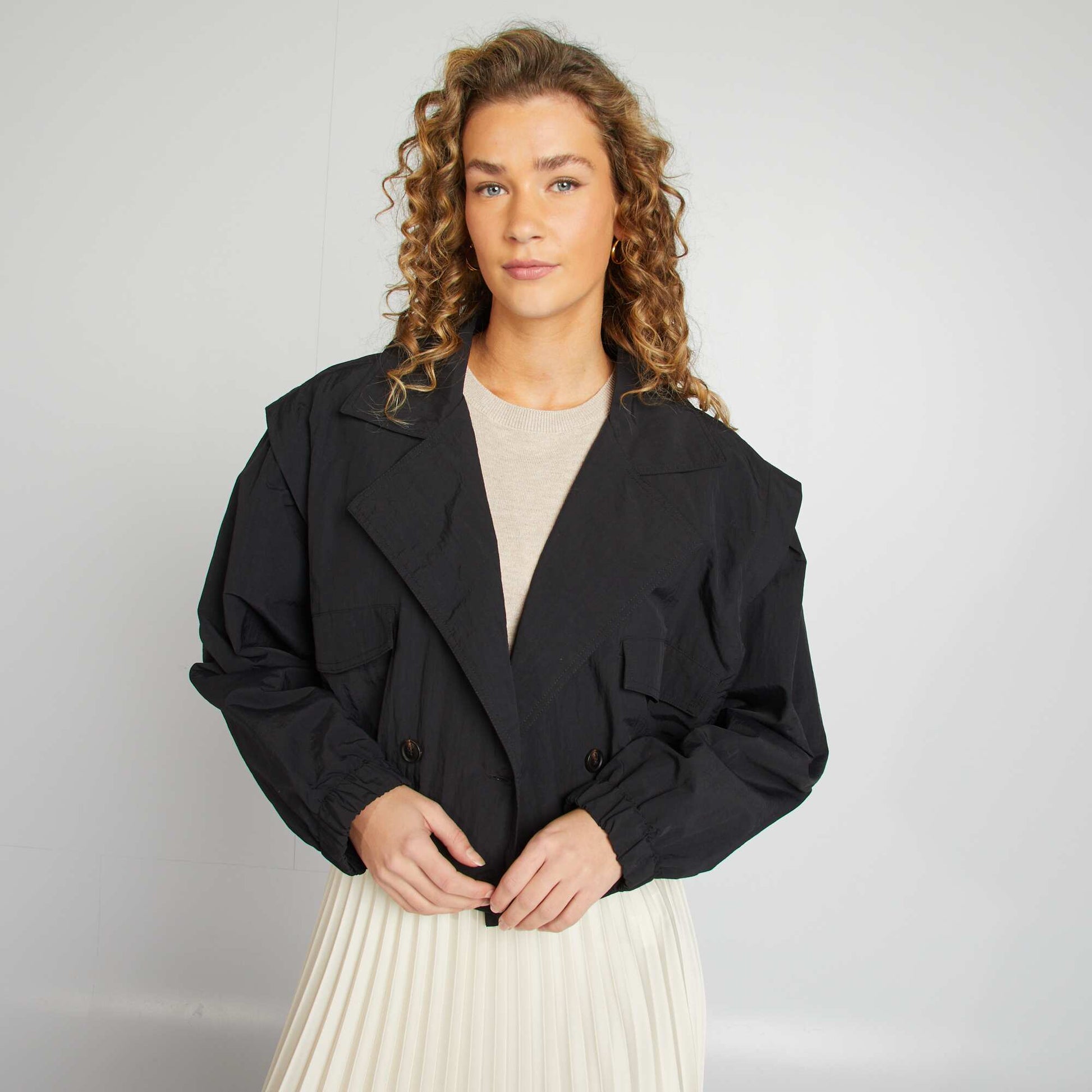 Trench court - coupe cropped NOIR