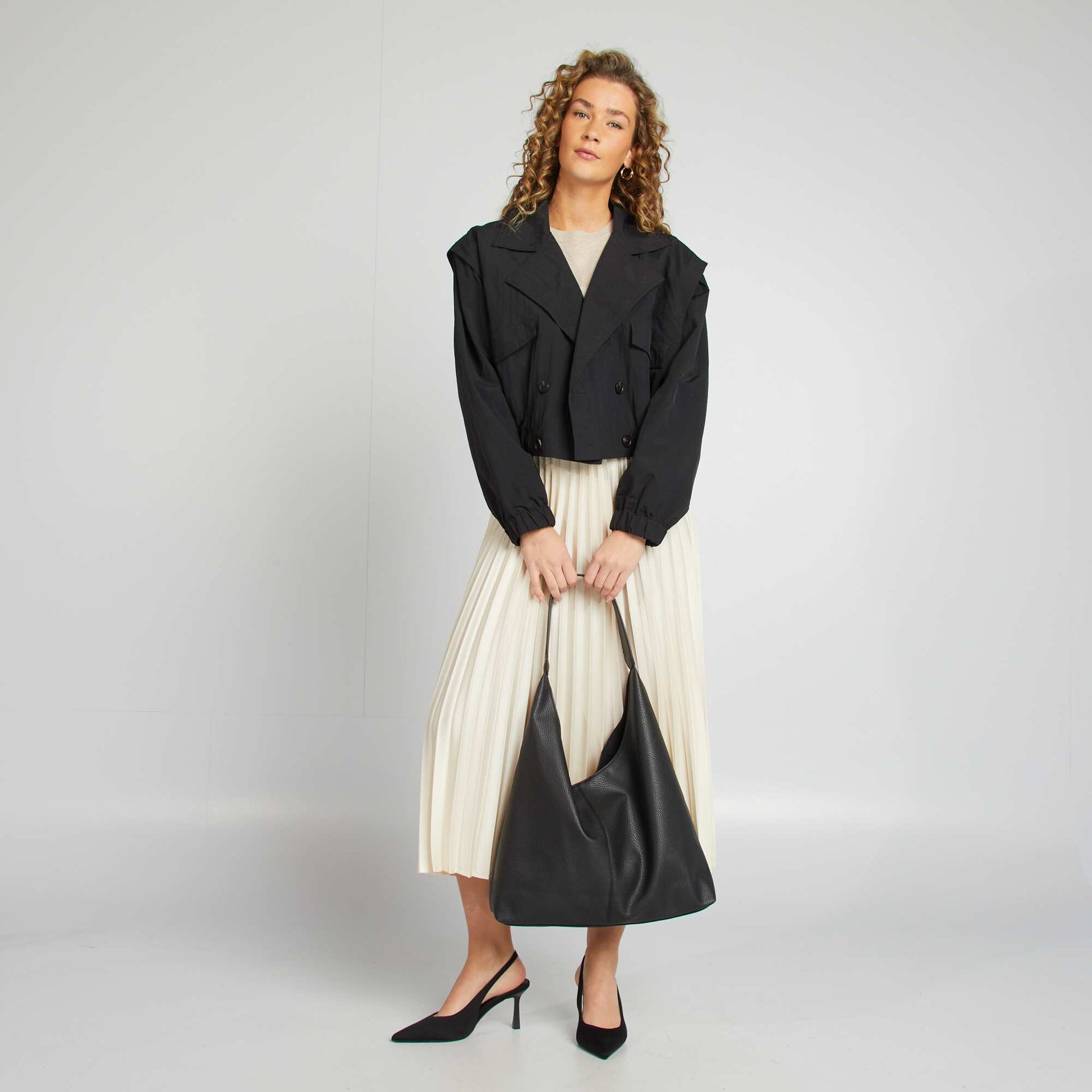 Trench court - coupe cropped NOIR