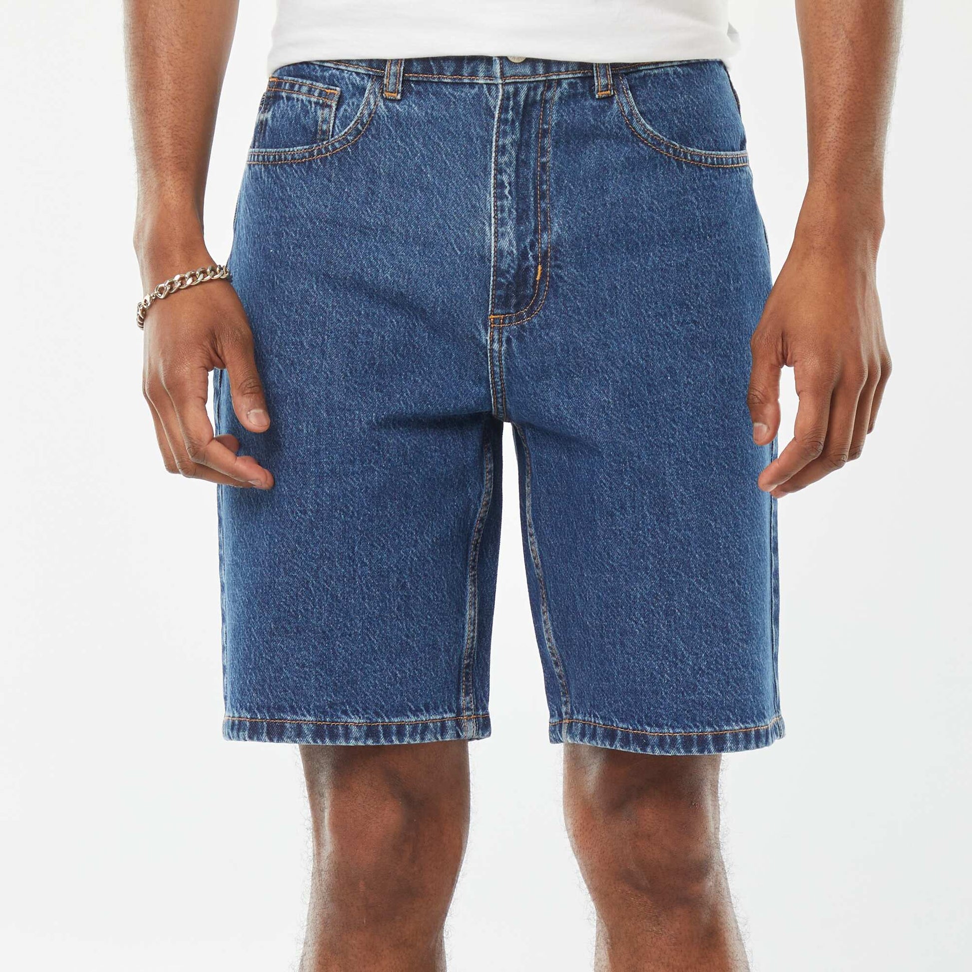 Bermuda en jean coupe droite BLEU