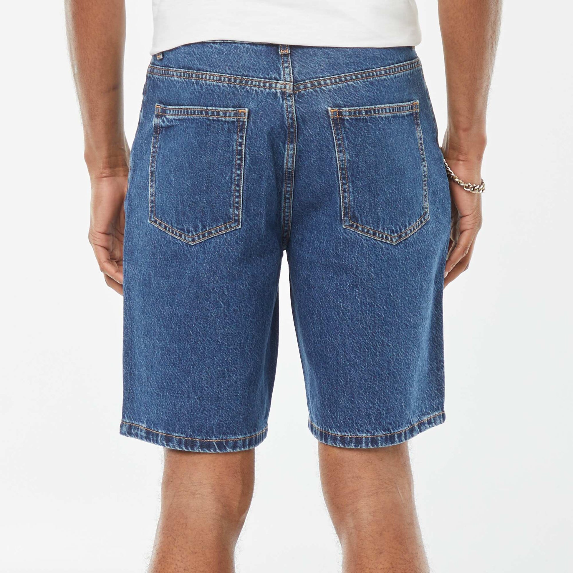 Bermuda en jean coupe droite BLEU