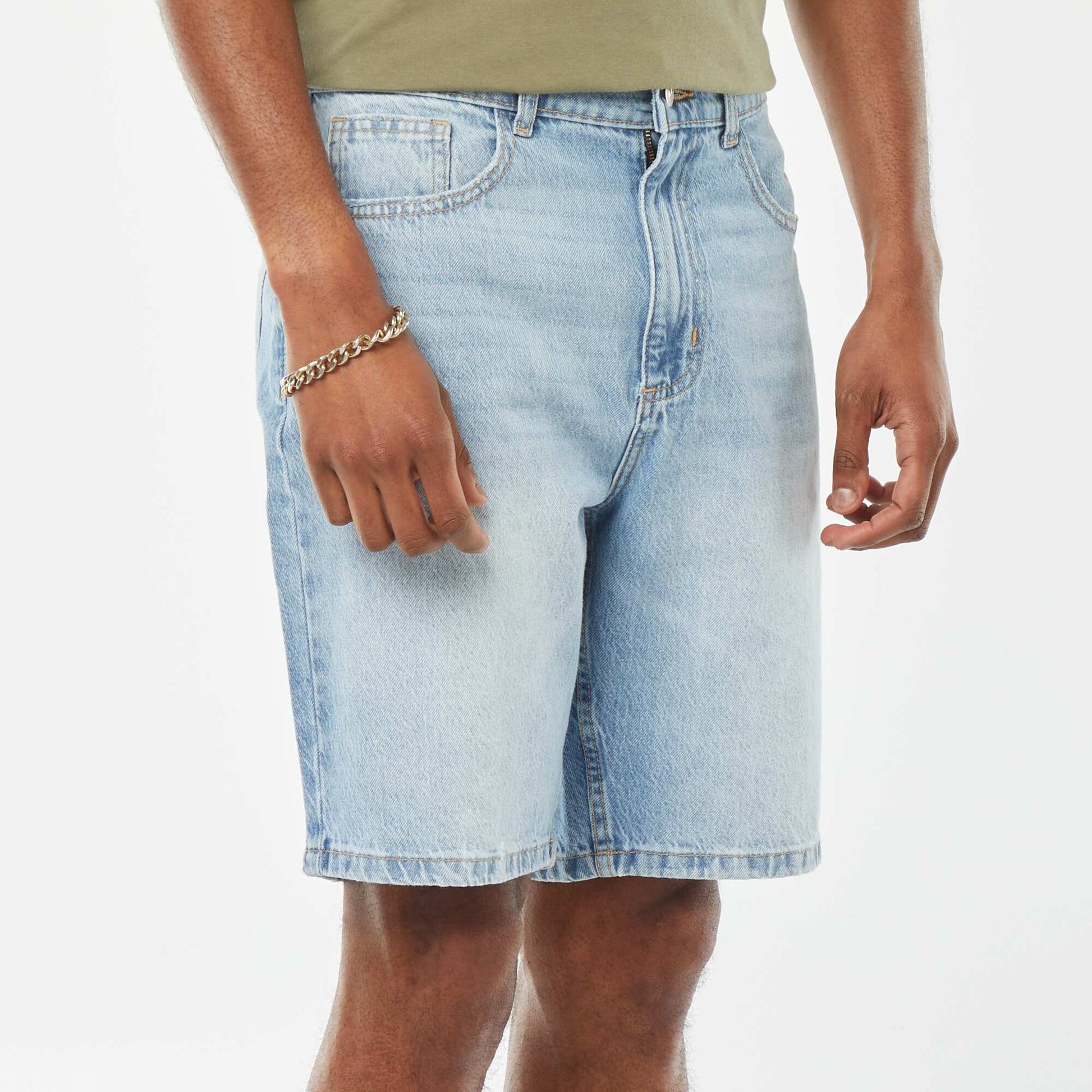 Bermuda en jean coupe droite BLEU