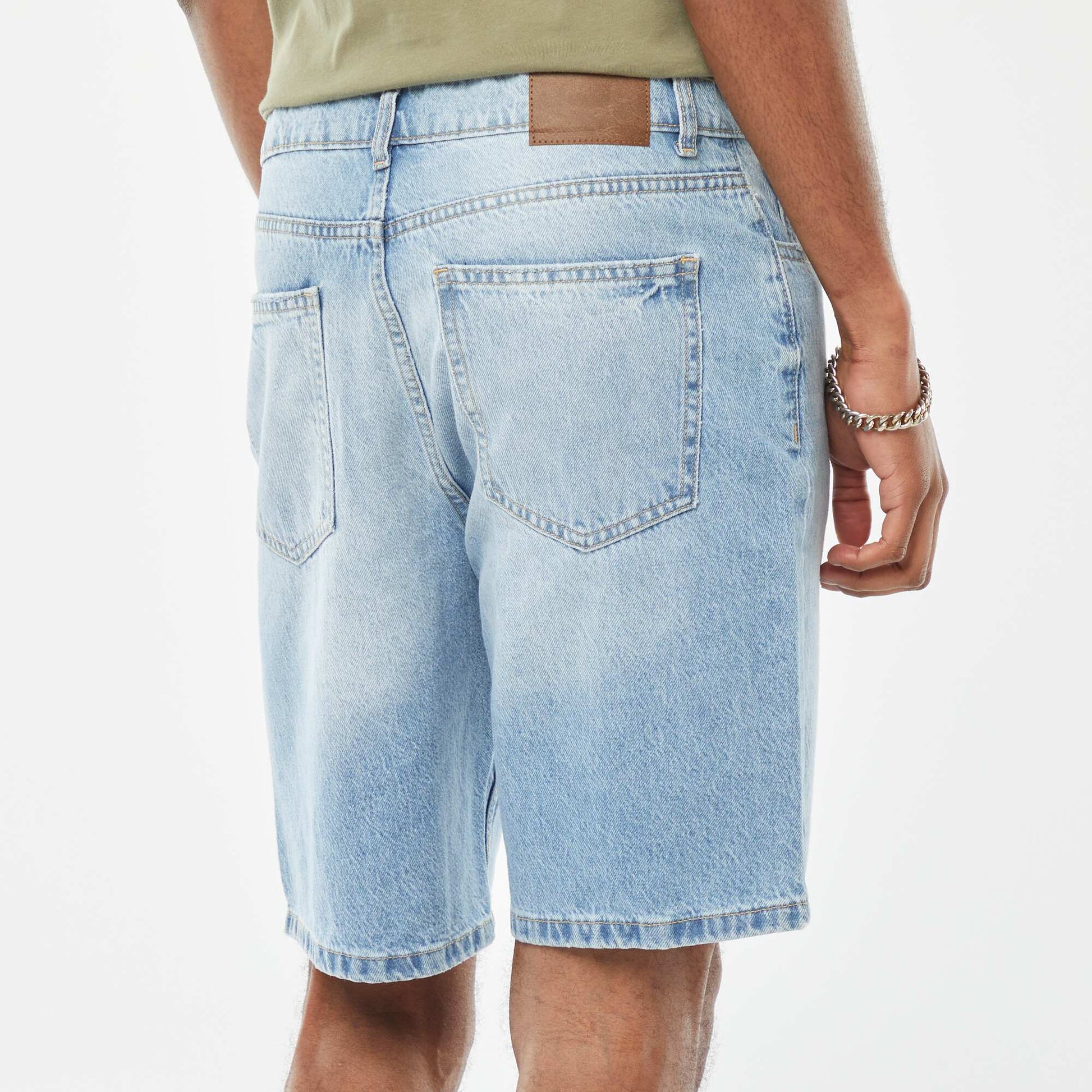 Bermuda en jean coupe droite BLEU