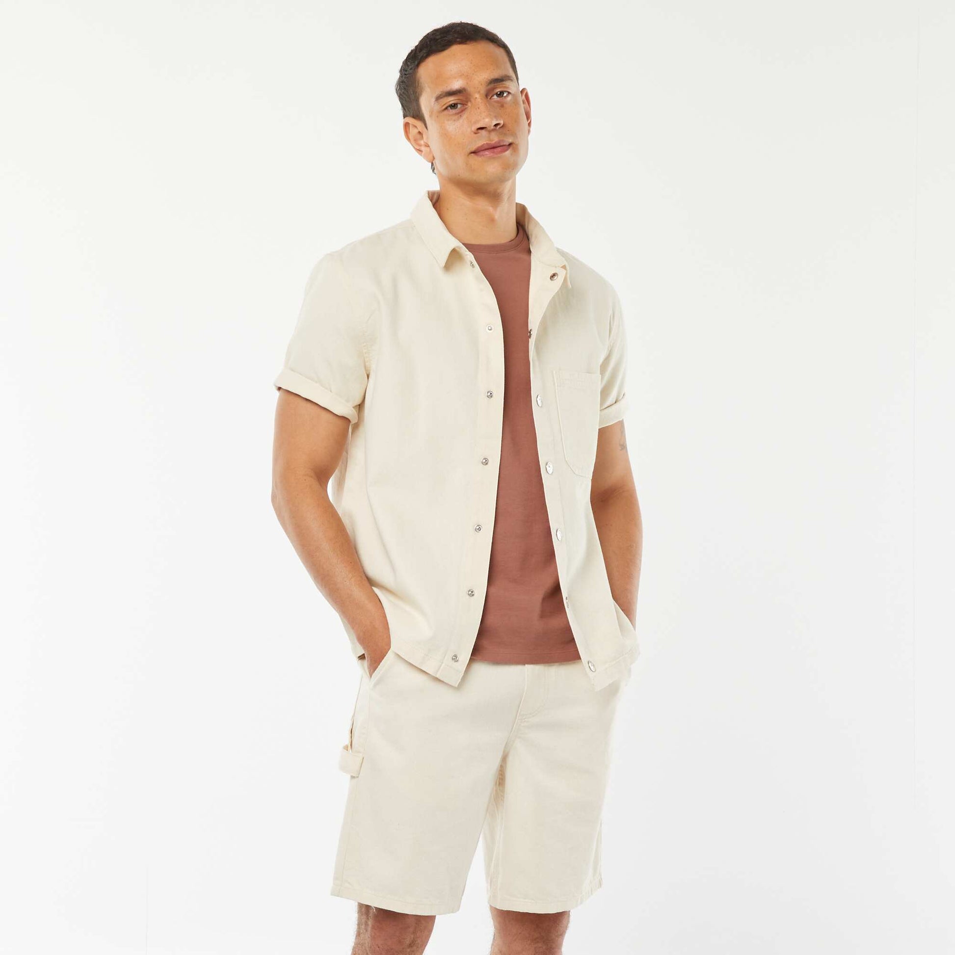 Bermuda en jean avec poches BLANC CASSé
