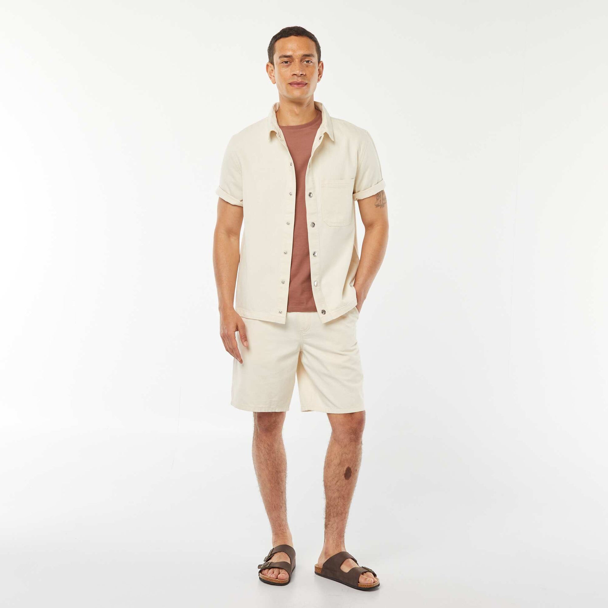 Bermuda en jean avec poches BLANC CASSé