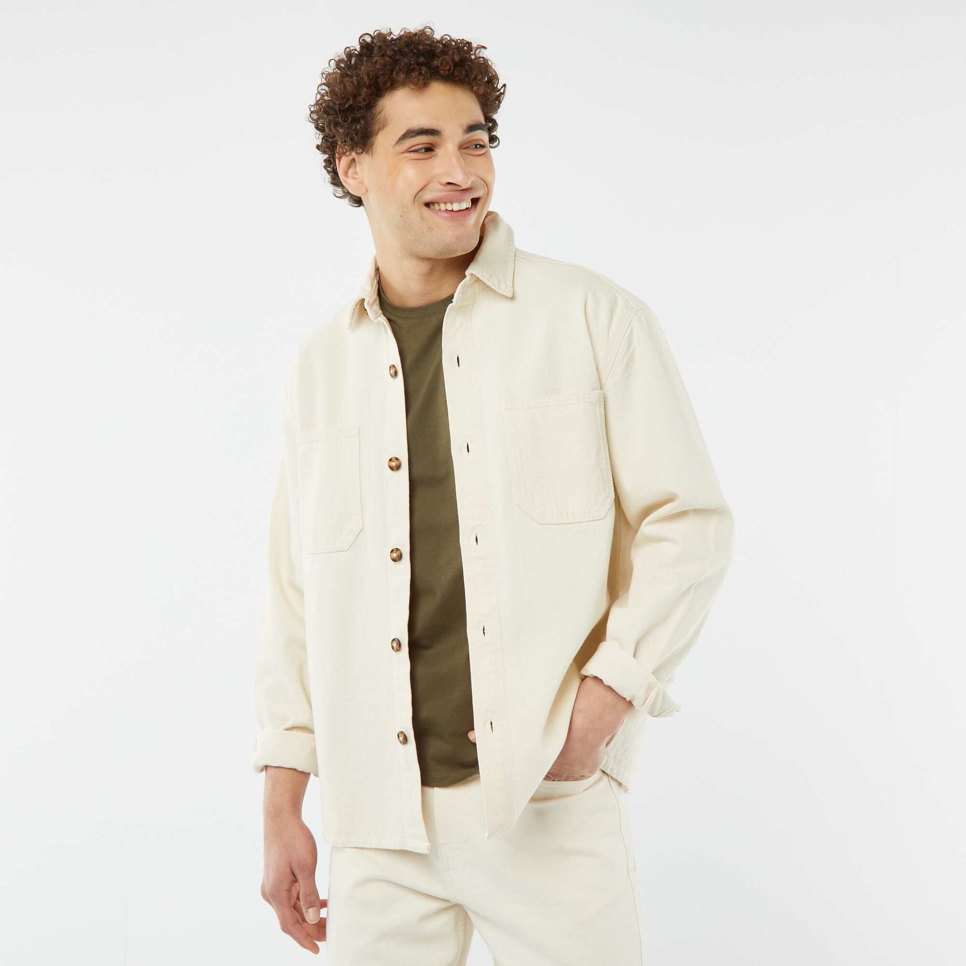 Surchemise boutonnée avec poches plaquées BLANC